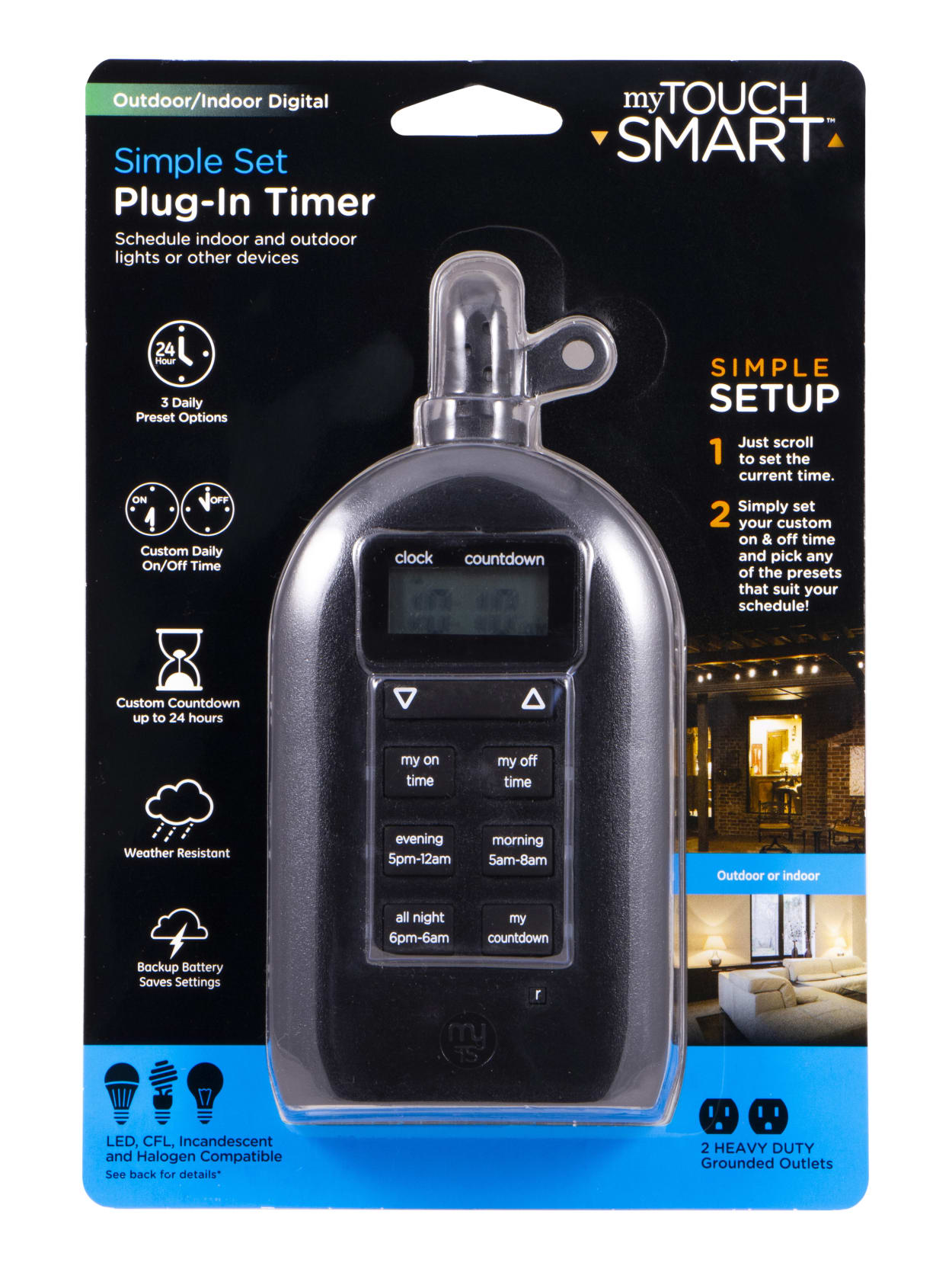 Ge Mytouchsmart Outdoorindoor Plug In Timer Black 26898 P2
