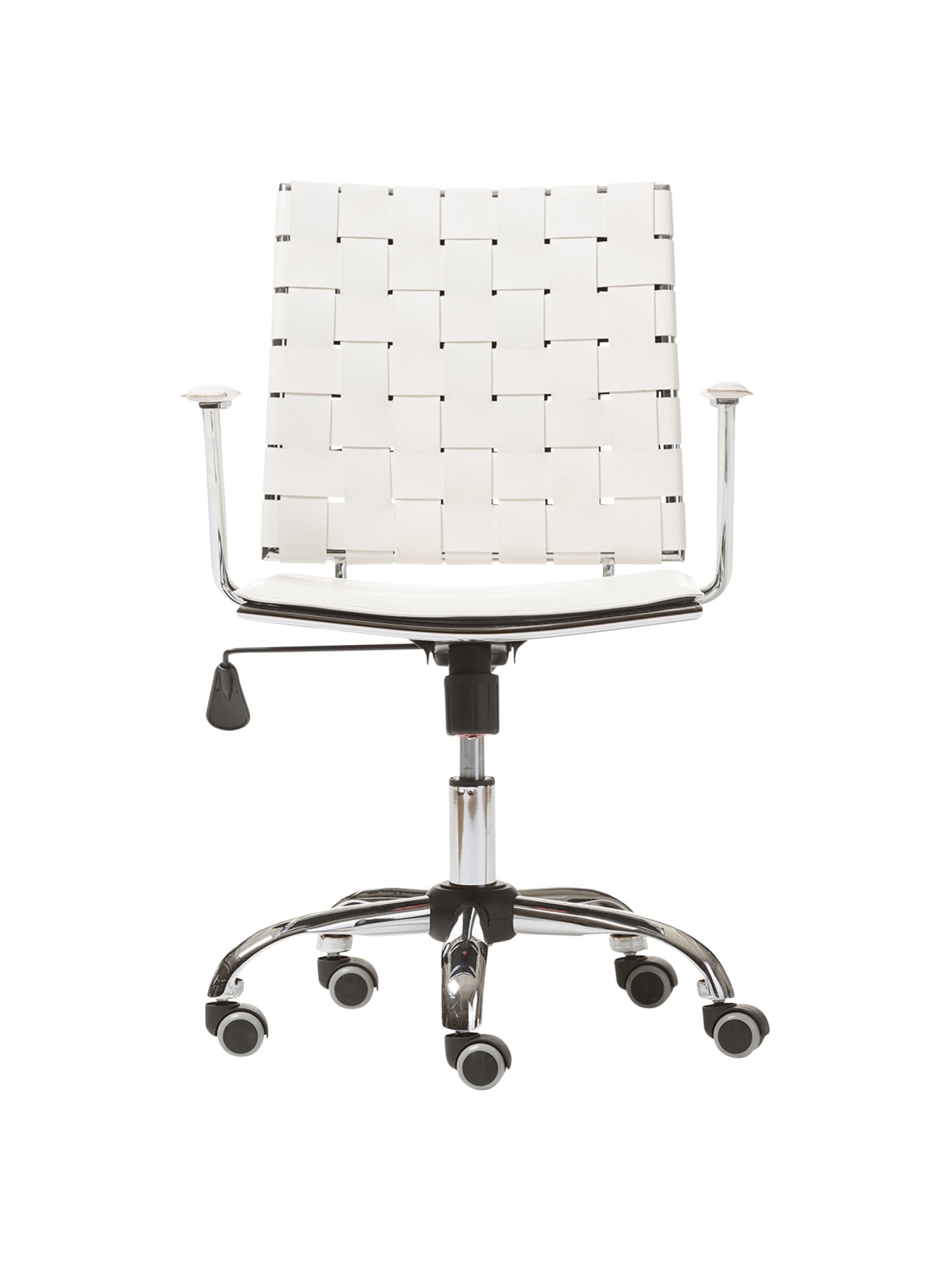Baxton Studio Joleen Bonded Leather Mid Back Office Chair Whitechrome Office Depot