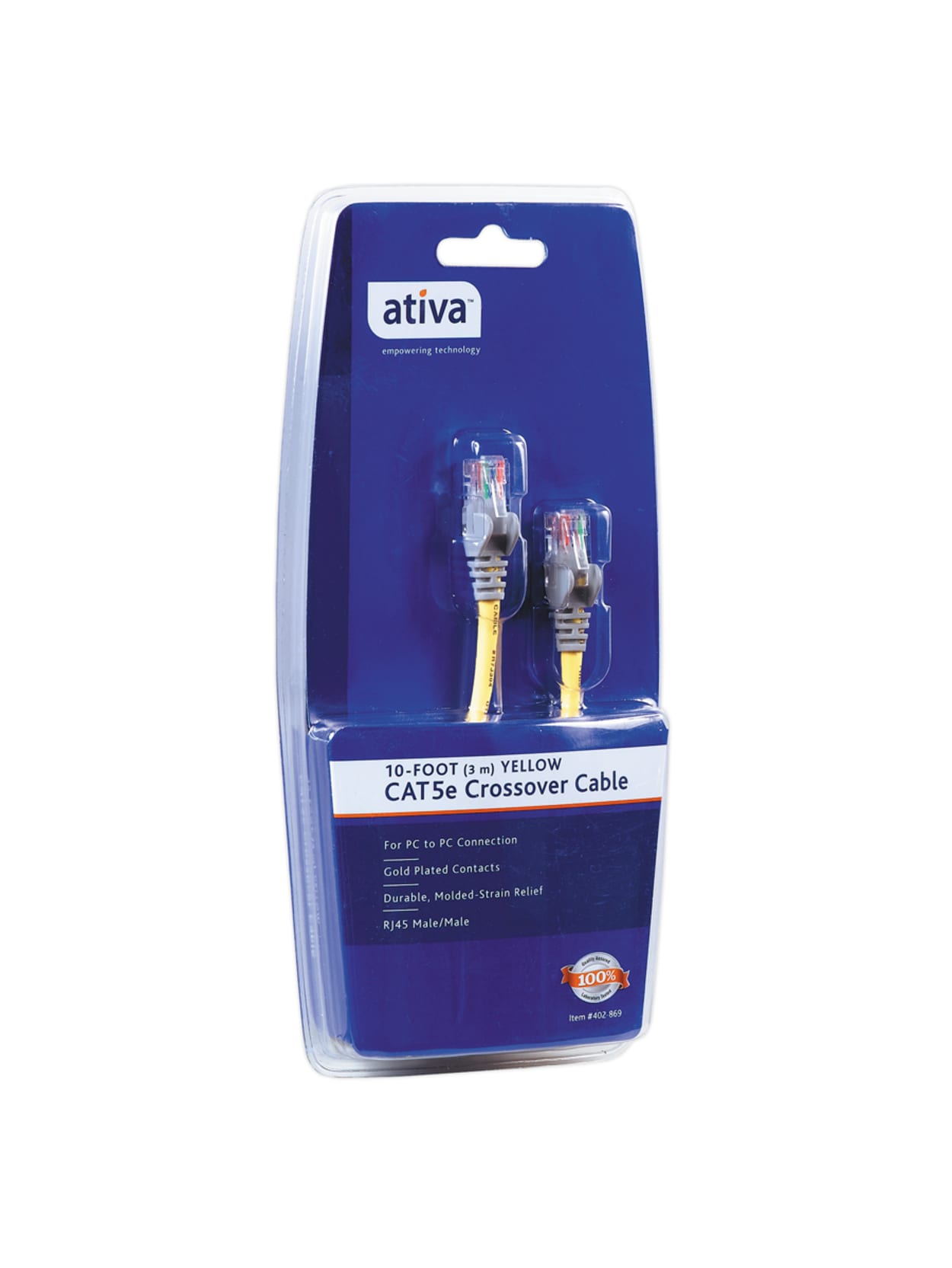 Ativa Cat 5e Crossover Cable 10 Yellow Office Depot