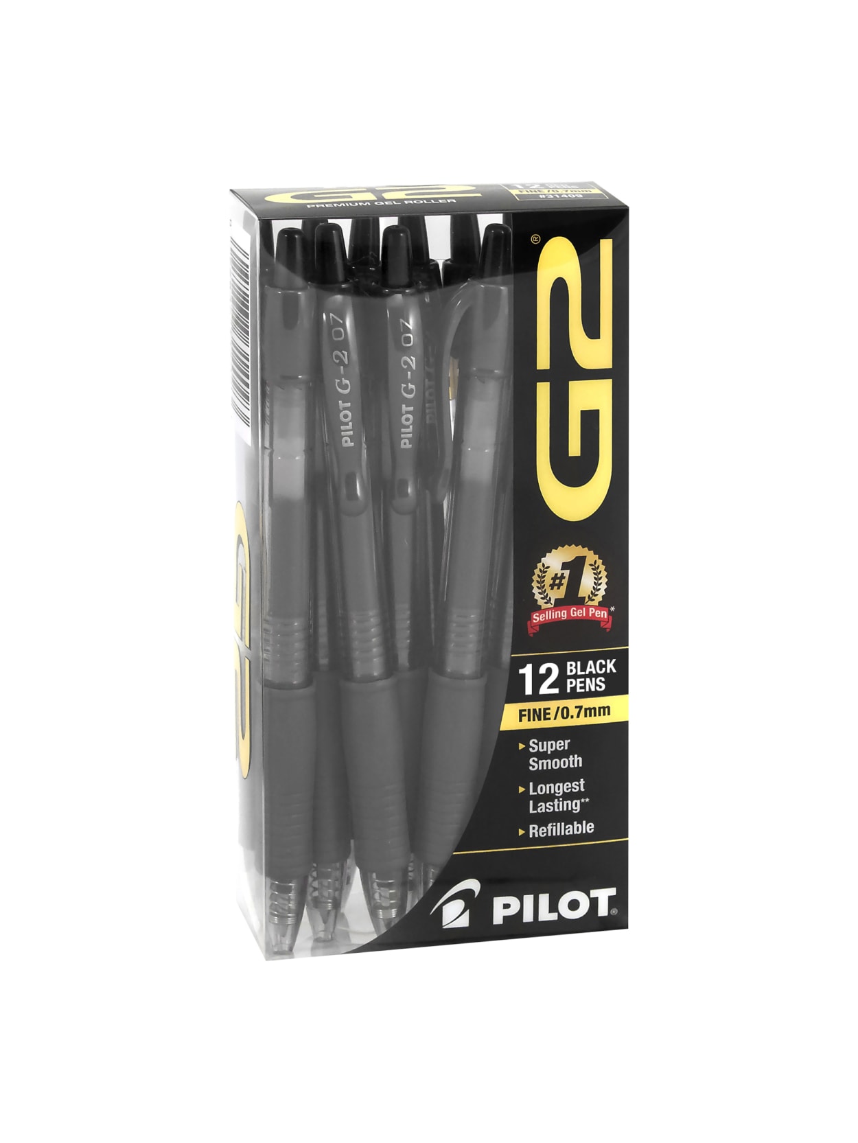 Pilot G 2 Gel Pens 0 7 Mm Black 12 Pk Office Depot