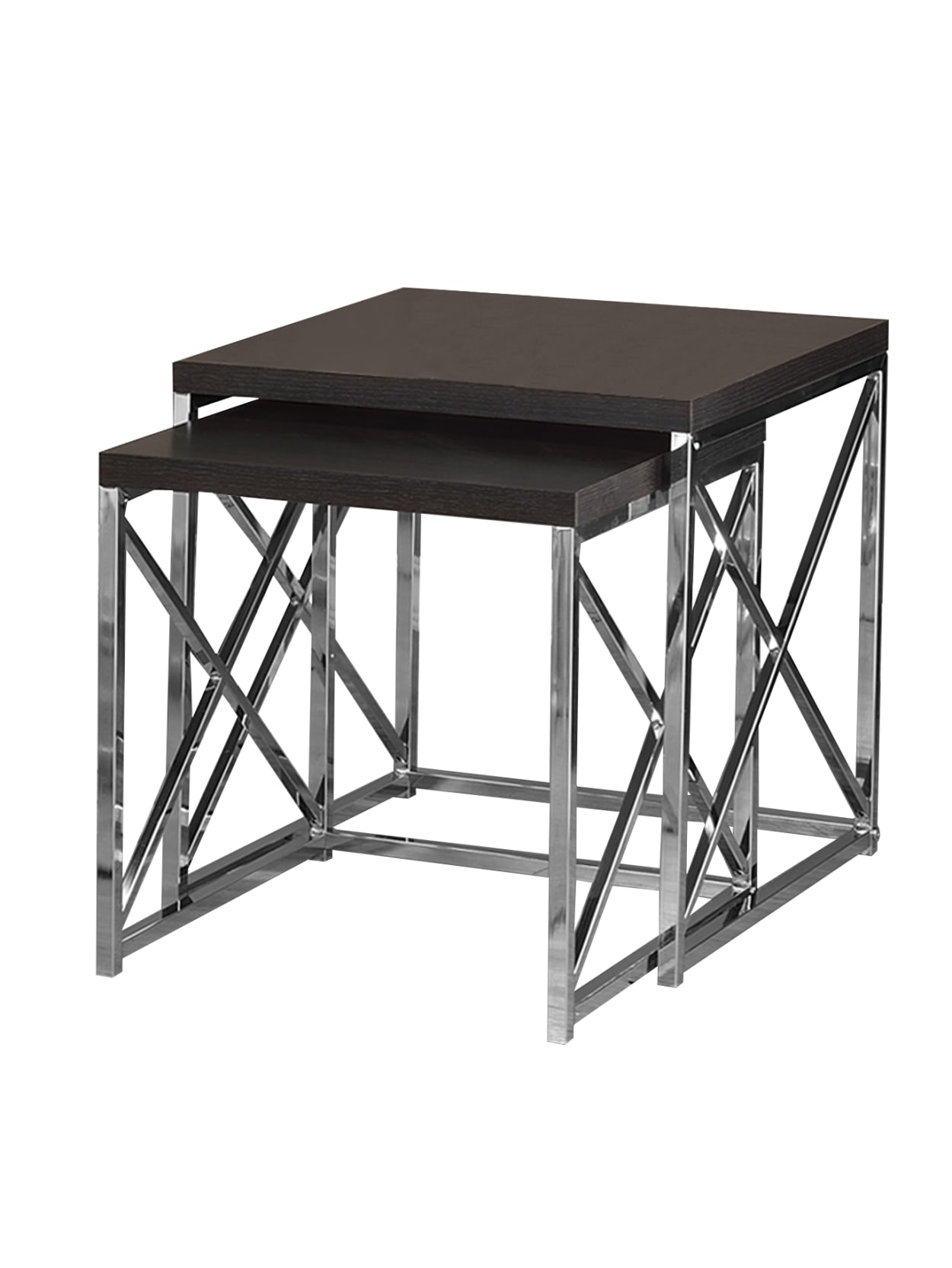 Monarch Specialties 2 Piece Nesting Table Set With Criss Cross