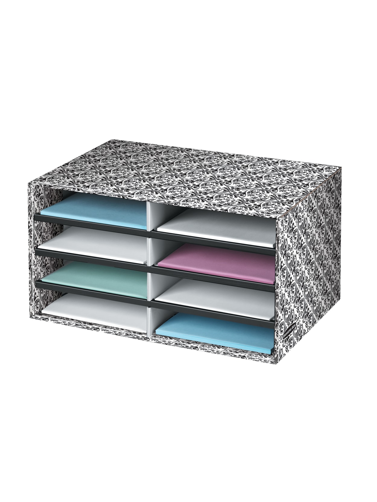 Bankers Box Literature Sorter 10 14 X 19 12 X 12 38 Whiteblack Brocade Office Depot