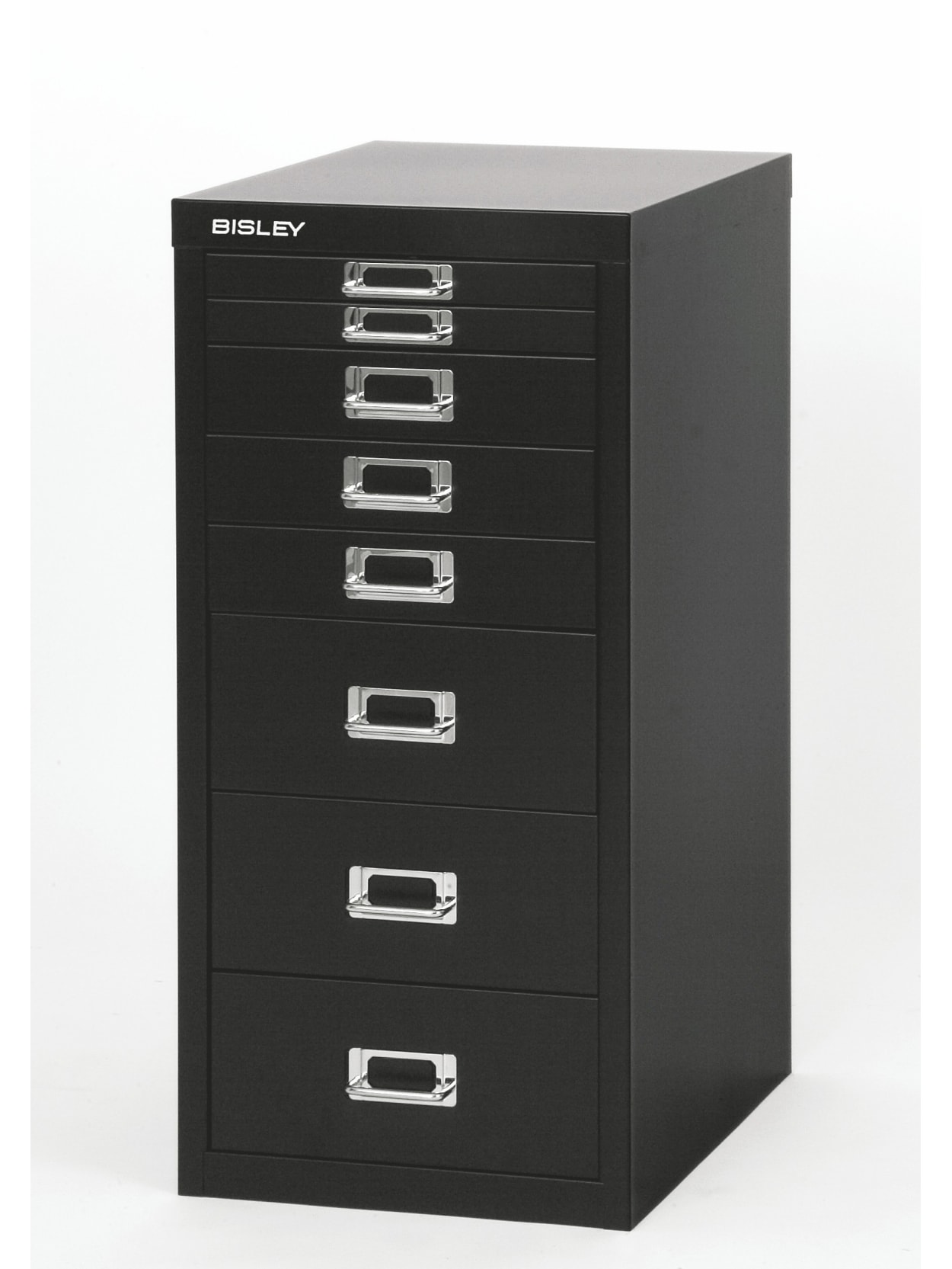 Bisley 15 D Vertical 8 Drawer Under Desk Storage Cabinet Metal Black Office Depot