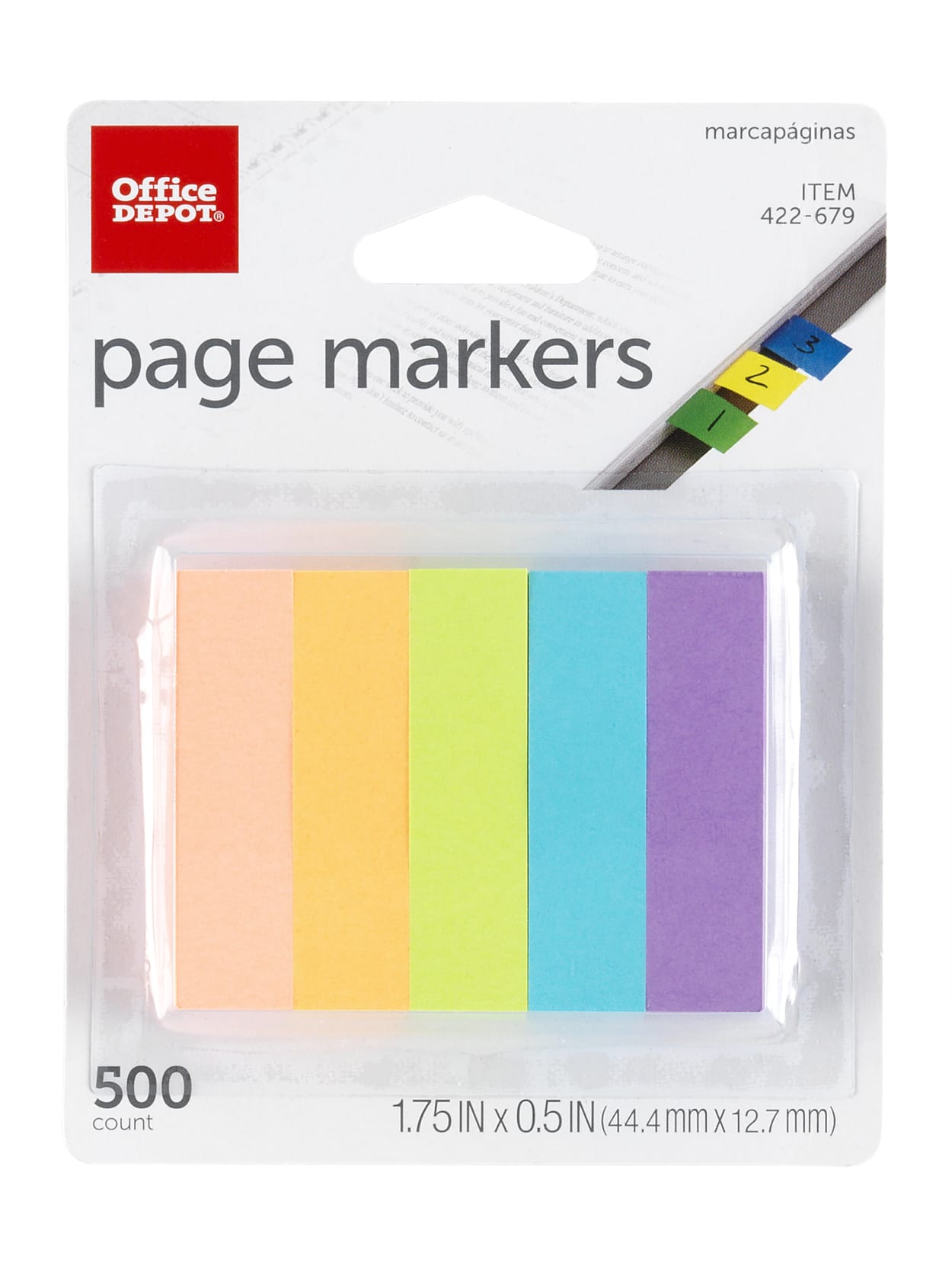 Office Depot Brand Page Markers 12 X 1 34 Assorted Bold Colors Pack Of 500 Flags Office Depot