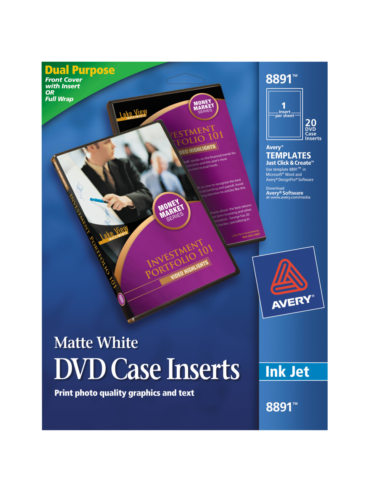 Avery Print To The Edge Inkjet Dvd Case Inserts 8891 4 12 Diameter White Pack Of 20 Office Depot