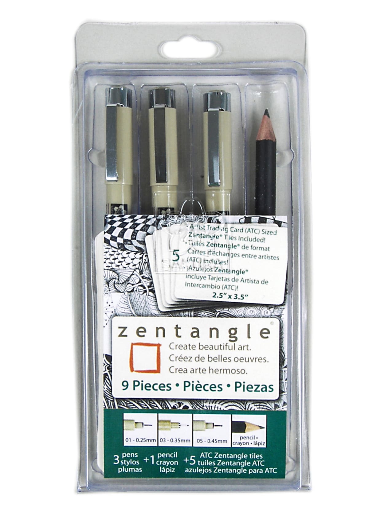 Sakura Zentangle Drawing Set Black Ink Set Of 9 Pieces Office Depot