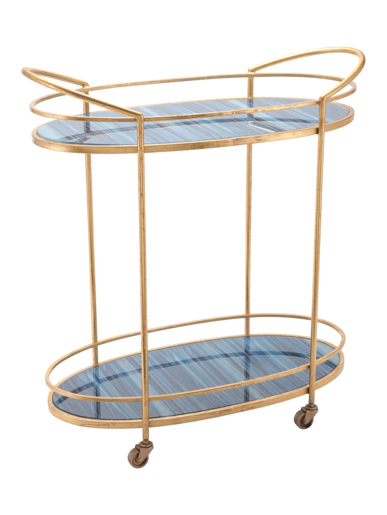 Zuo Modern Zaphire 2 Shelf Steel Bar Cart Blueantique Gold Office Depot