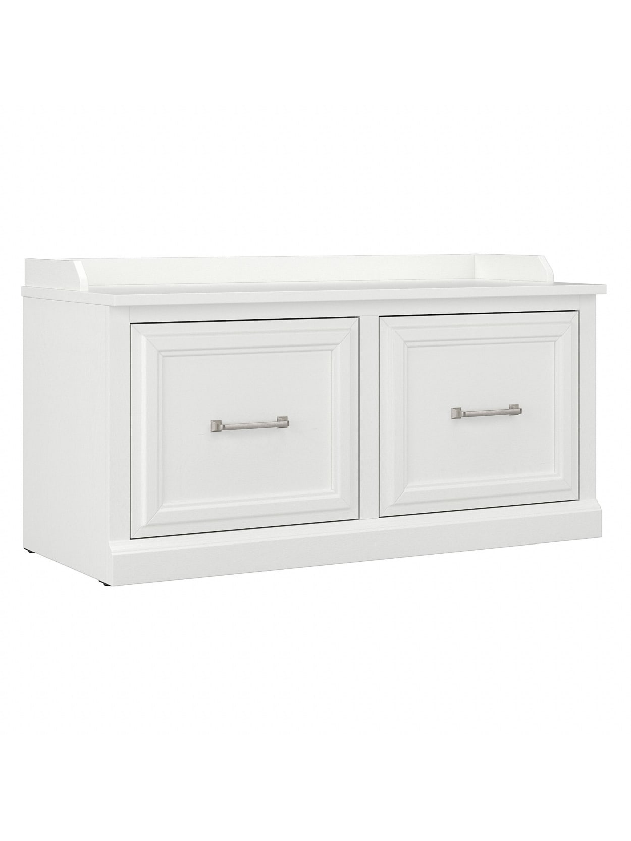 white shoe storage bench on Kathy Ireland Home By Bush Furniture Woodland 40 W Shoe Storage Bench With Doors White Ash Standard Delivery Office Depot