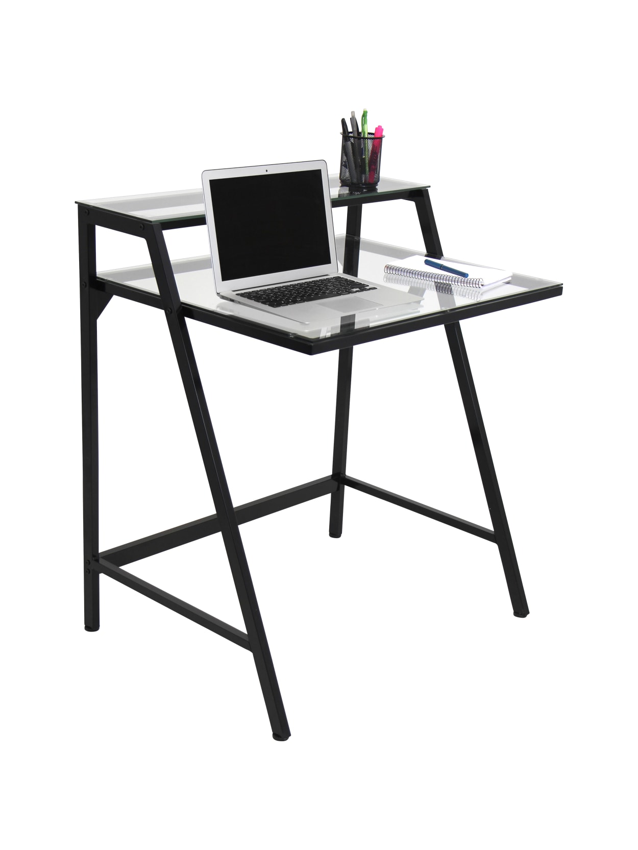 Lumisource 2 Tier Computer Desk Black Office Depot