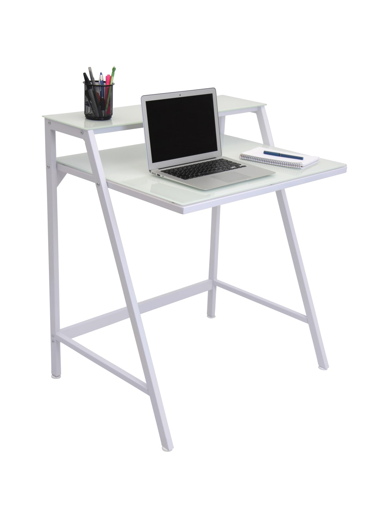 Lumisource 2 Tier Computer Desk White Office Depot