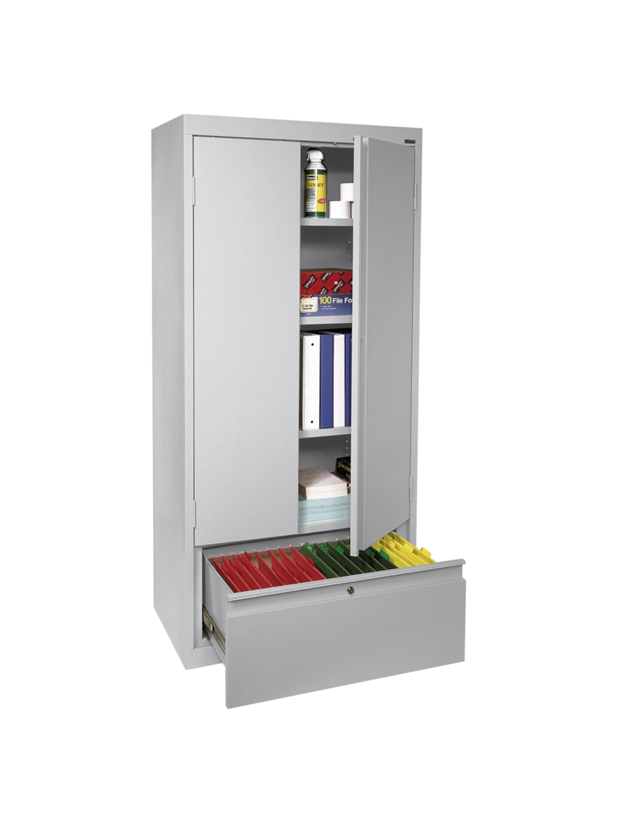 Sandusky Full Height Steel Storage Cabinet With Drawer 64 H X 30 W X 18 D Dove Gray Office Depot