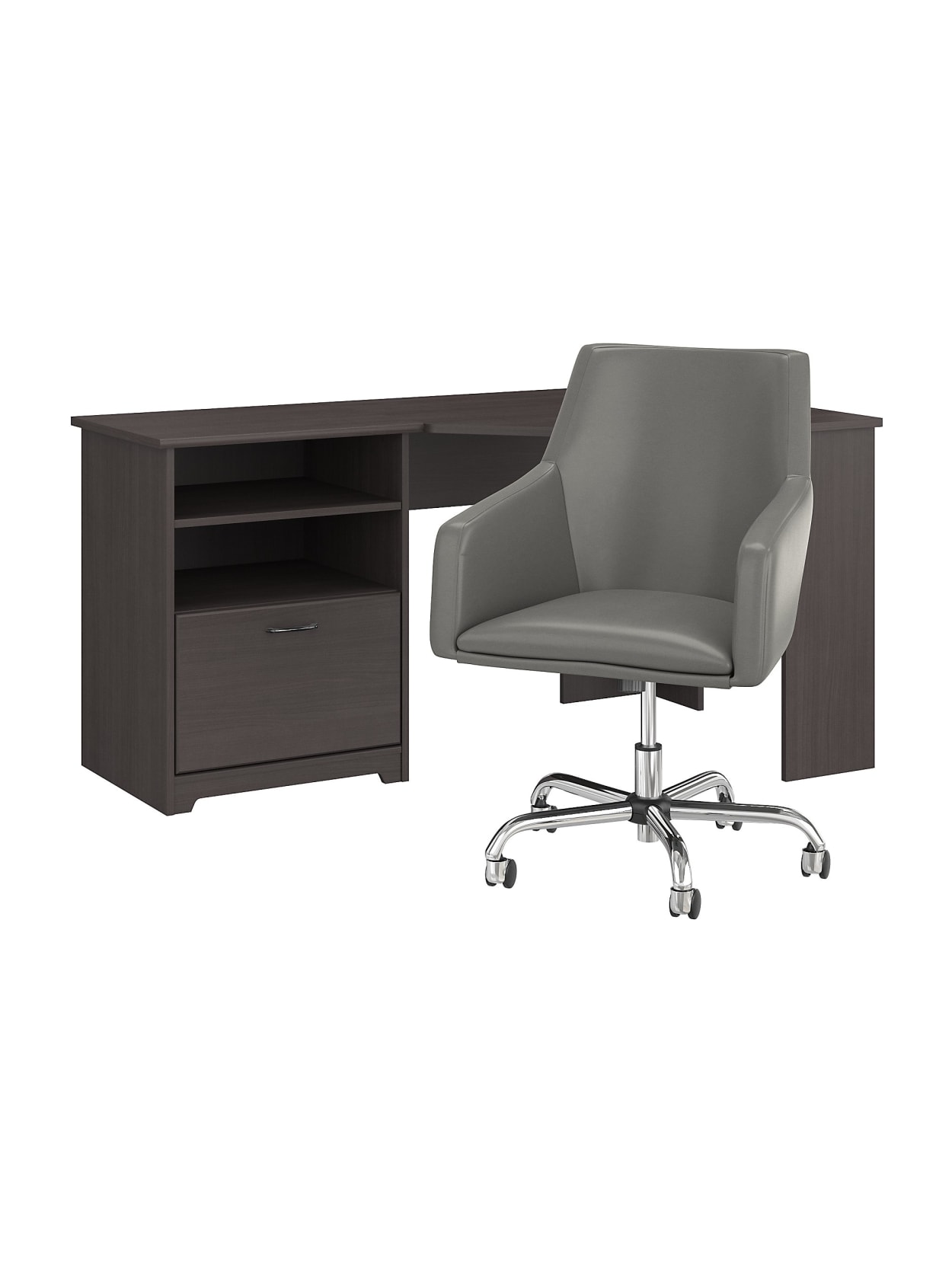 Bush Cabot Corner Deskbx Chair Gray Office Depot