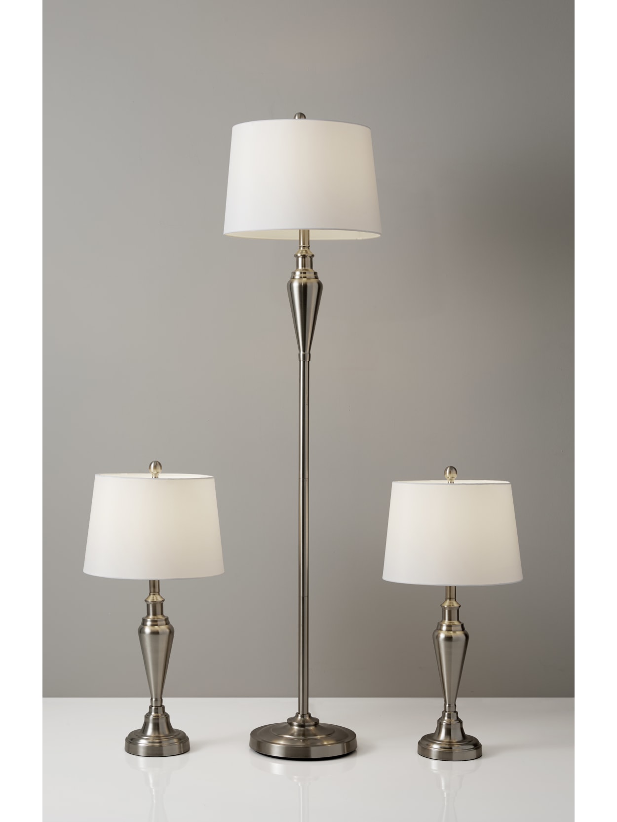 Adesso Glendale 3 Piece Lamp Set Whitesteel Office Depot