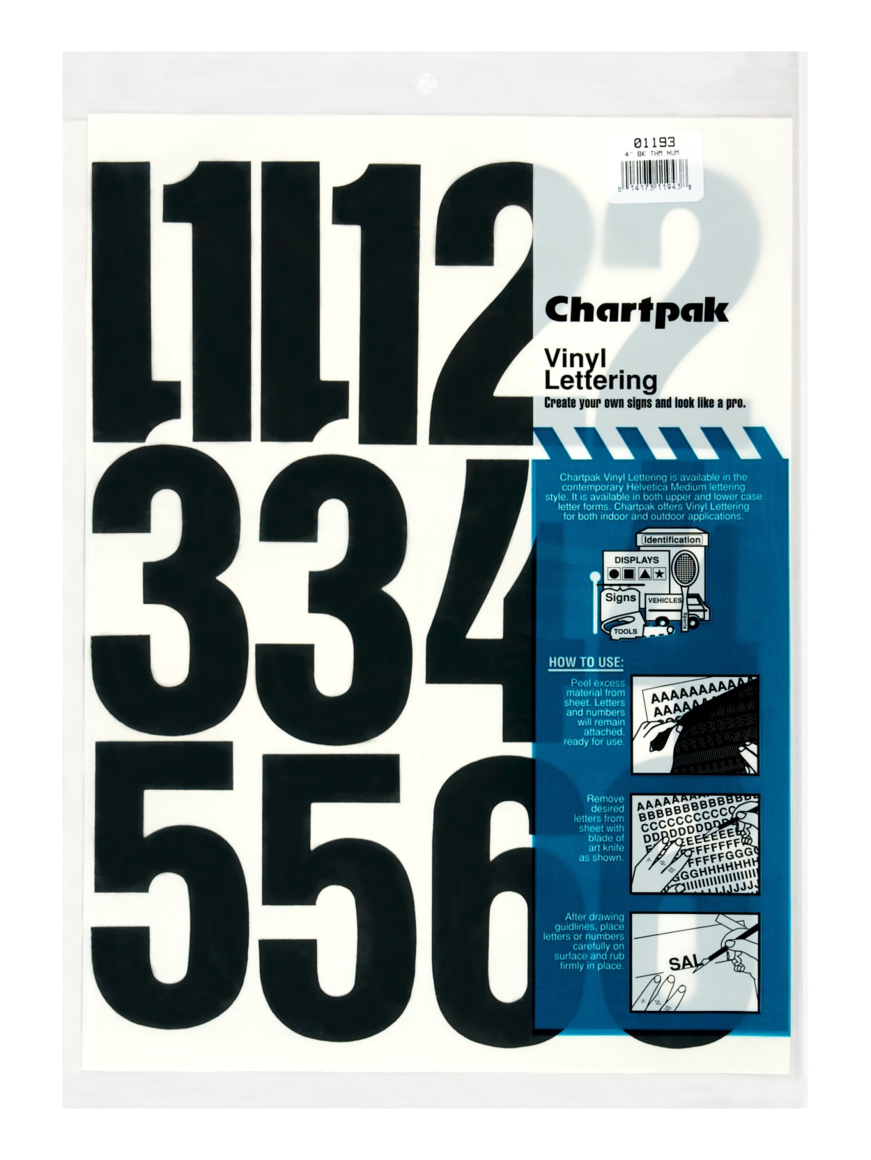 Chartpak Pickett Vinyl Numbers 4 Black Office Depot