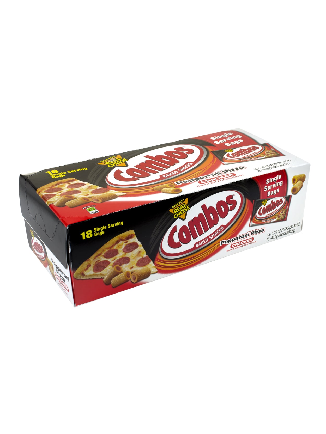 Combos Pepperoni Pizza Cracker Baked Snacks 1 8 Oz Pack Of 18 Office Depot