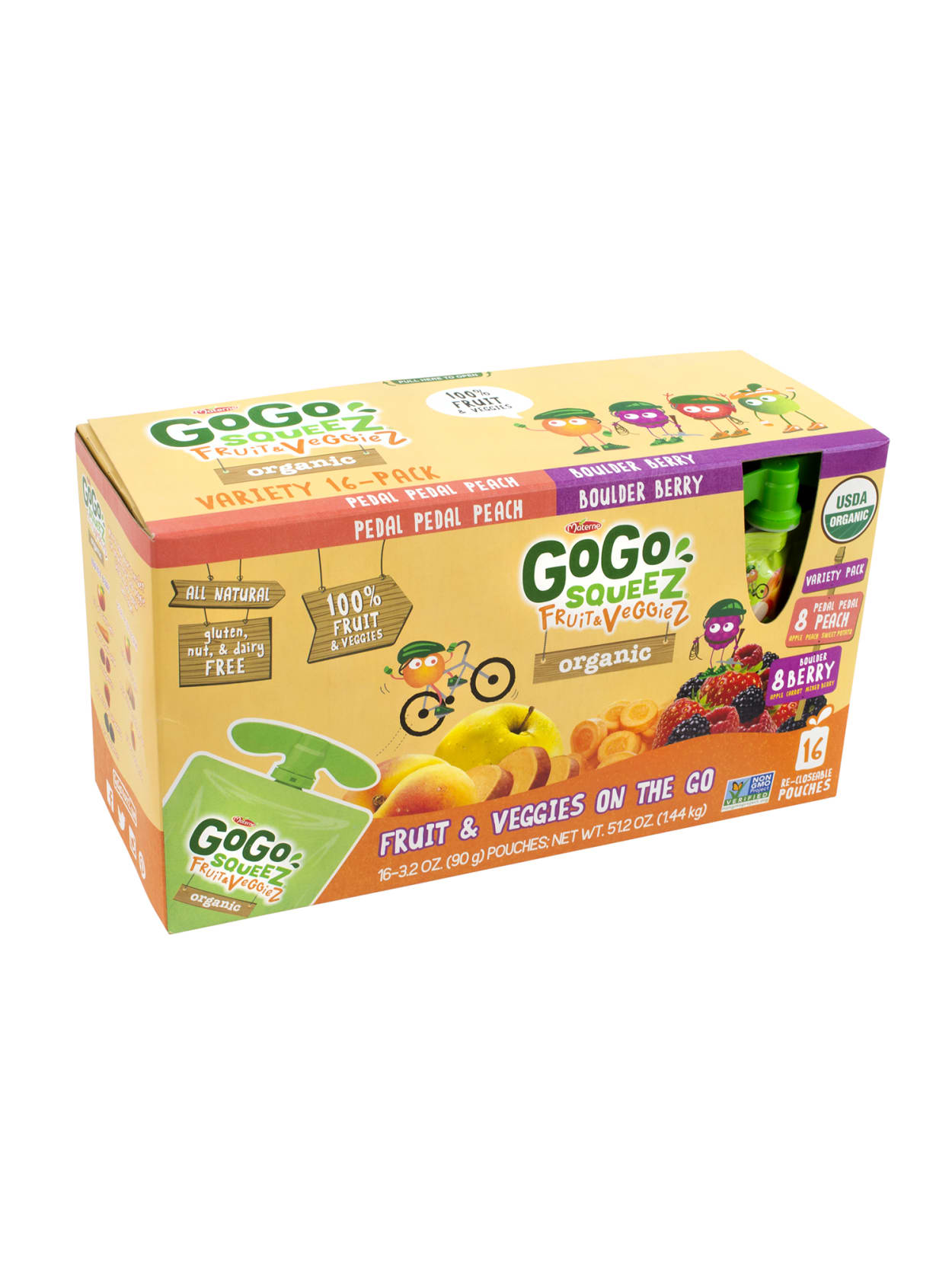 Materne Gogo Squeez Pouches Organic Fruit And Veggiez 3 2 Oz Box Of 16 Office Depot