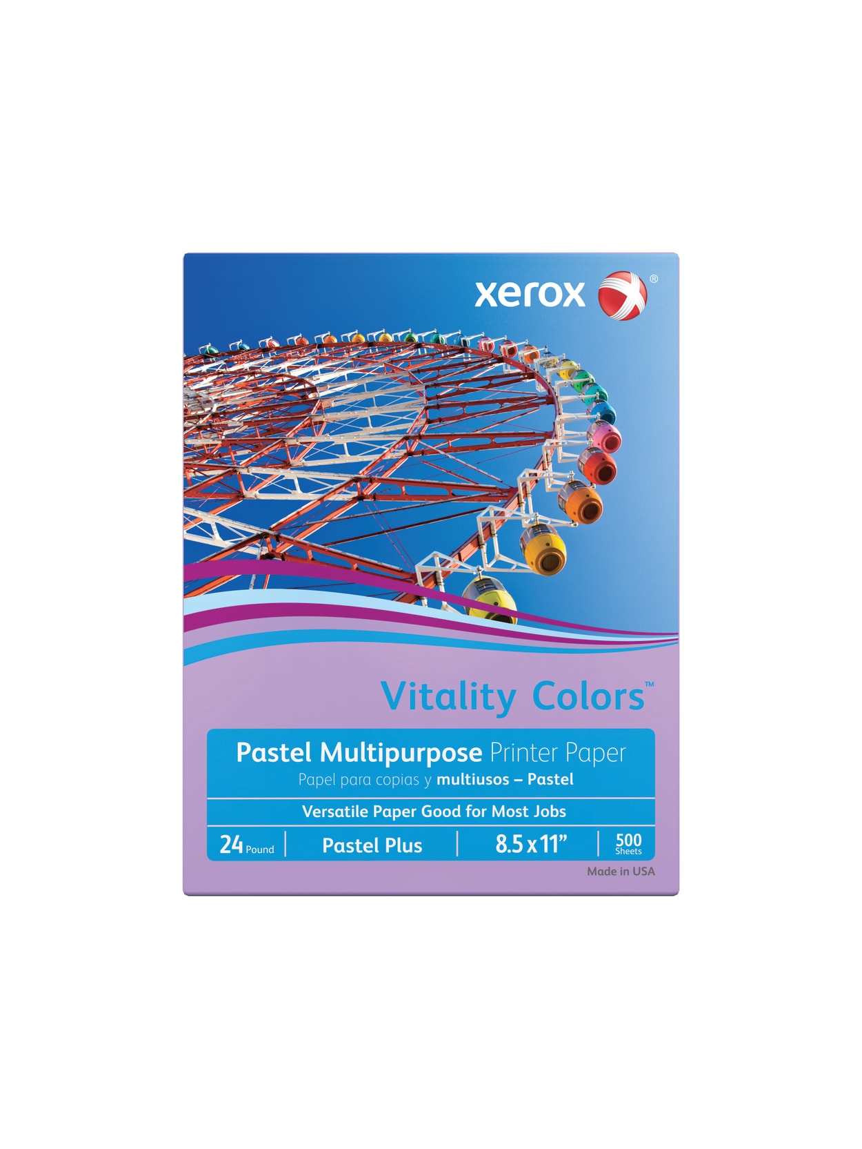 Xerox Vitality Colors Pastel Plus Multi Use Printer Paper Letter Size 8 12 X 11 24 Lb 30percent Recycled Lilac Ream Of 500 Sheets Office Depot G less than a half of all paper _ (перерабатывается). xerox