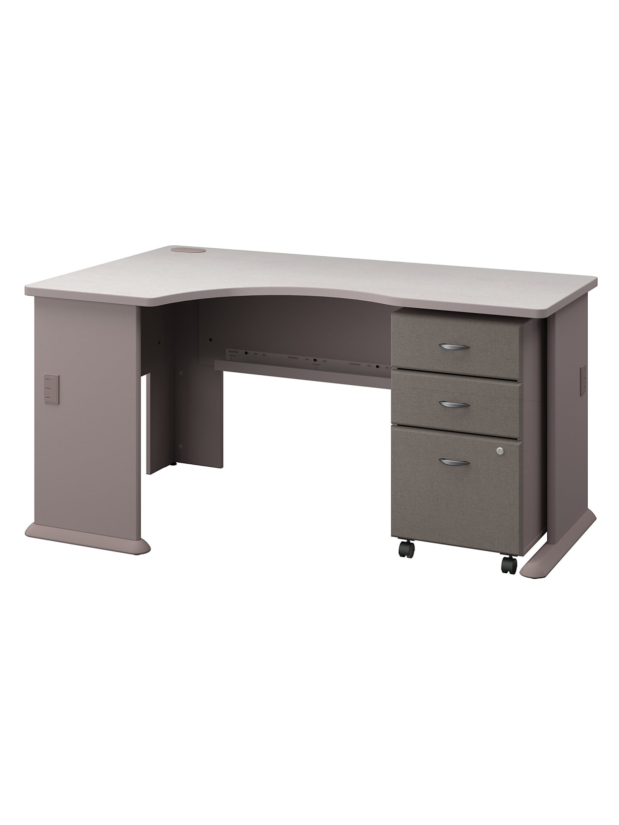 Bush Business Furniture Office Advantage Left Corner Desk With Mobile File Cabinet Pewterwhite Spectrum Standard Delivery Office Depot