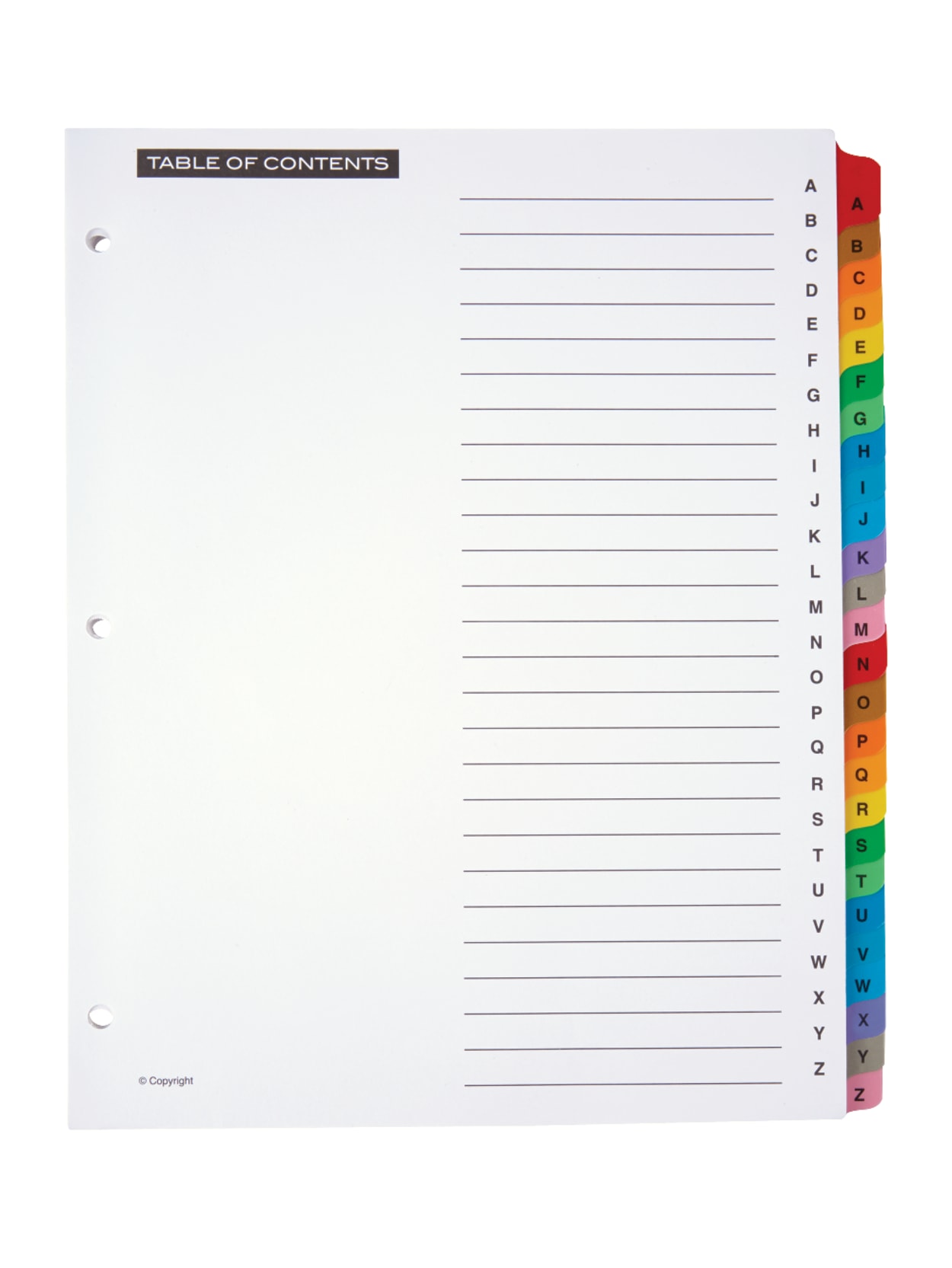 Office Depot Table Of Contents Tabs A Z Office Depot