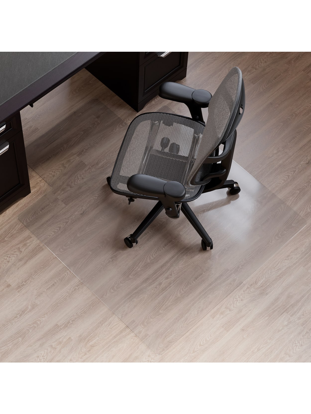 Realspace Hard Floor Chair Mat Wide Lip 45 X 53 Translucent Office Depot