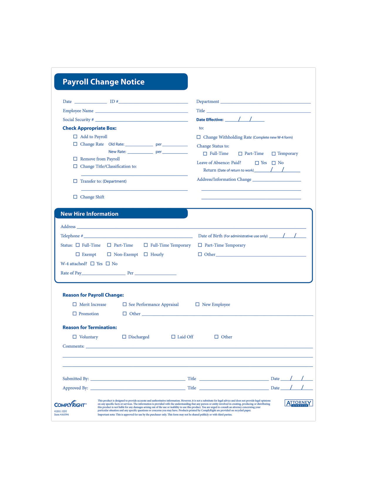 Complyright Payroll Status Changes Pack Of 50 Office Depot