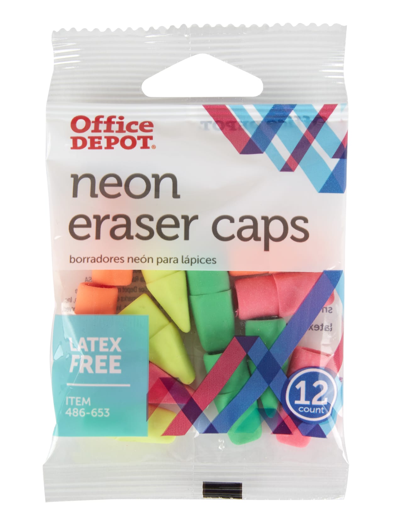 Office Depot Brand Neon Eraser Caps Assorted Colors Pack Of 12 Office Depot