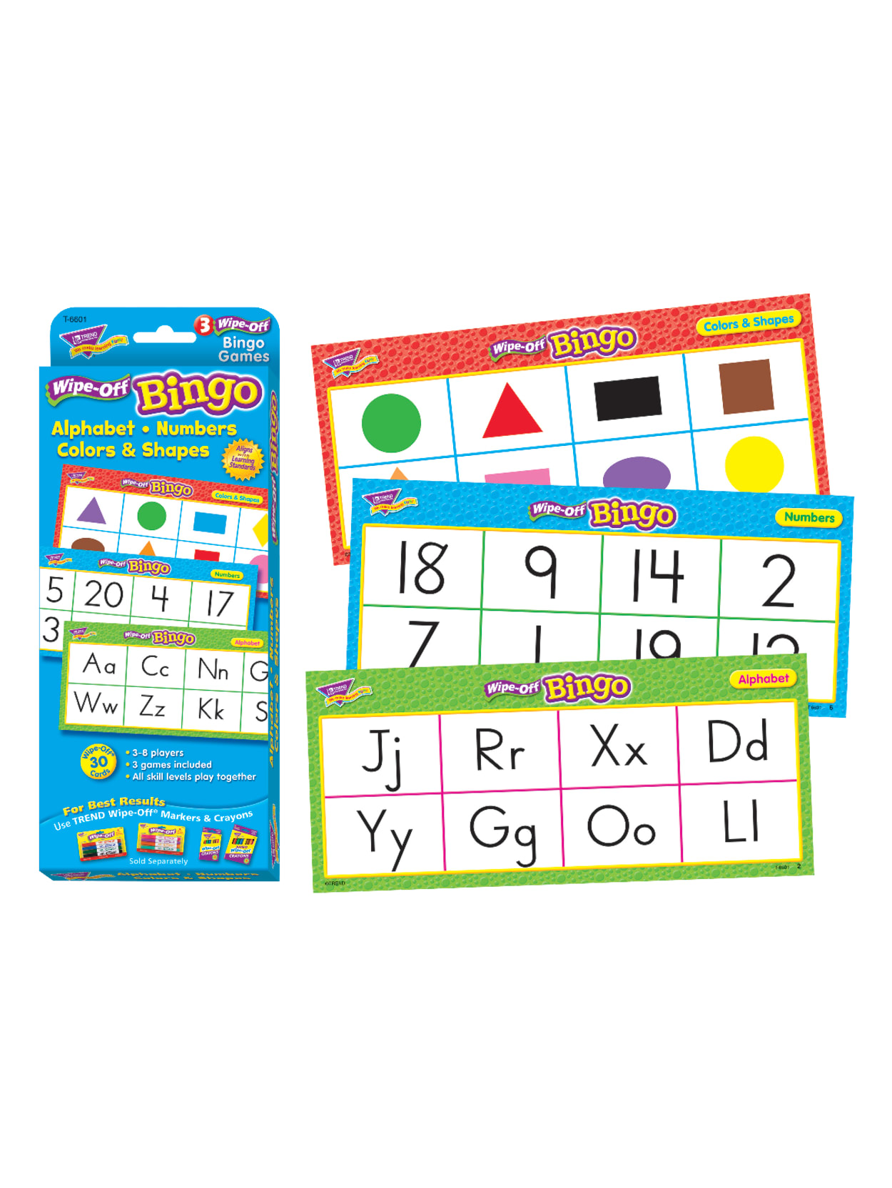 Trend Wipe Off Bingo Set Alphabet Numbers Colors And Shapes