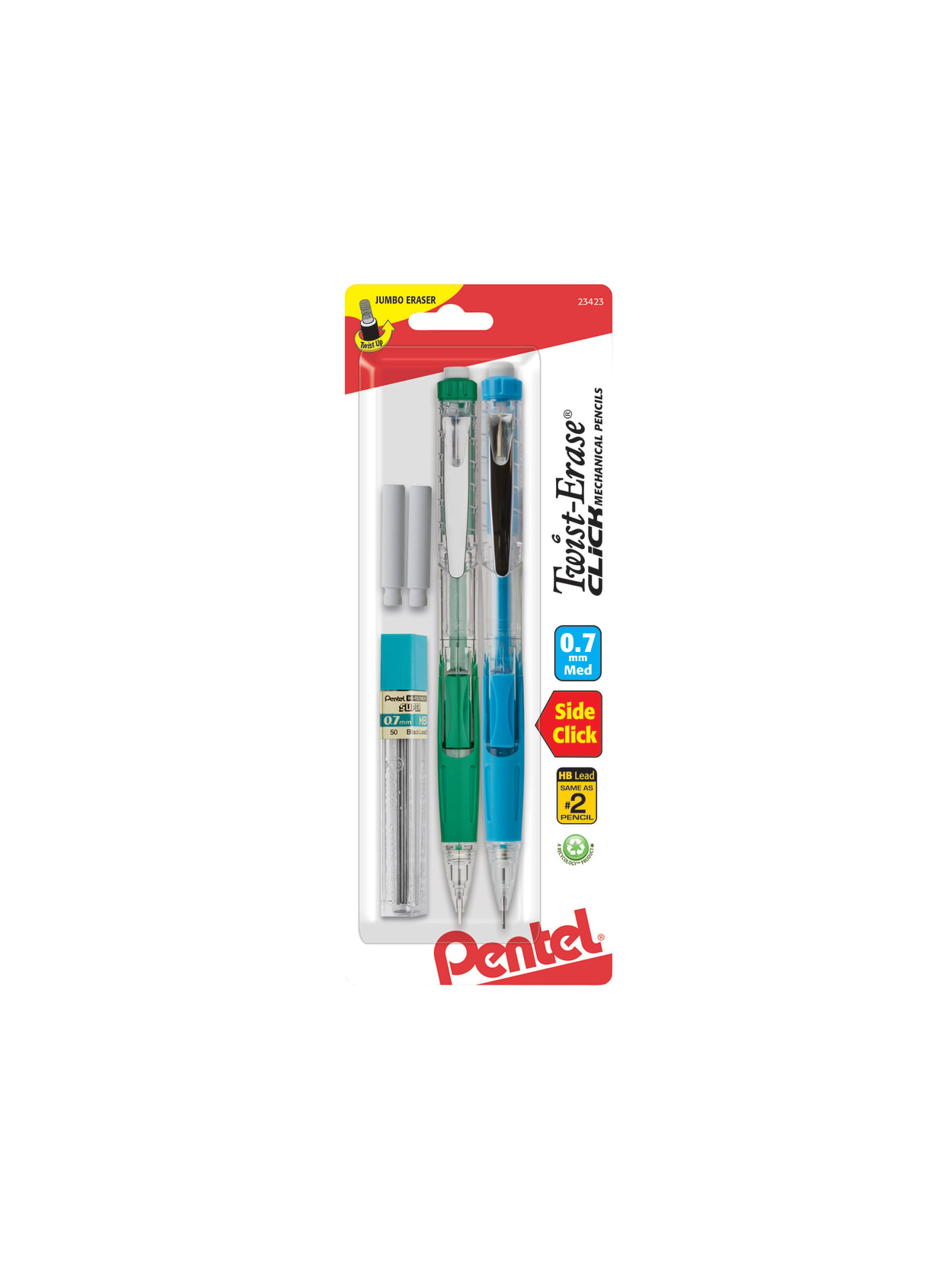 Pentel Twist Erase Click Mechanical Pencils 0 7mm Hi Polymer Hb