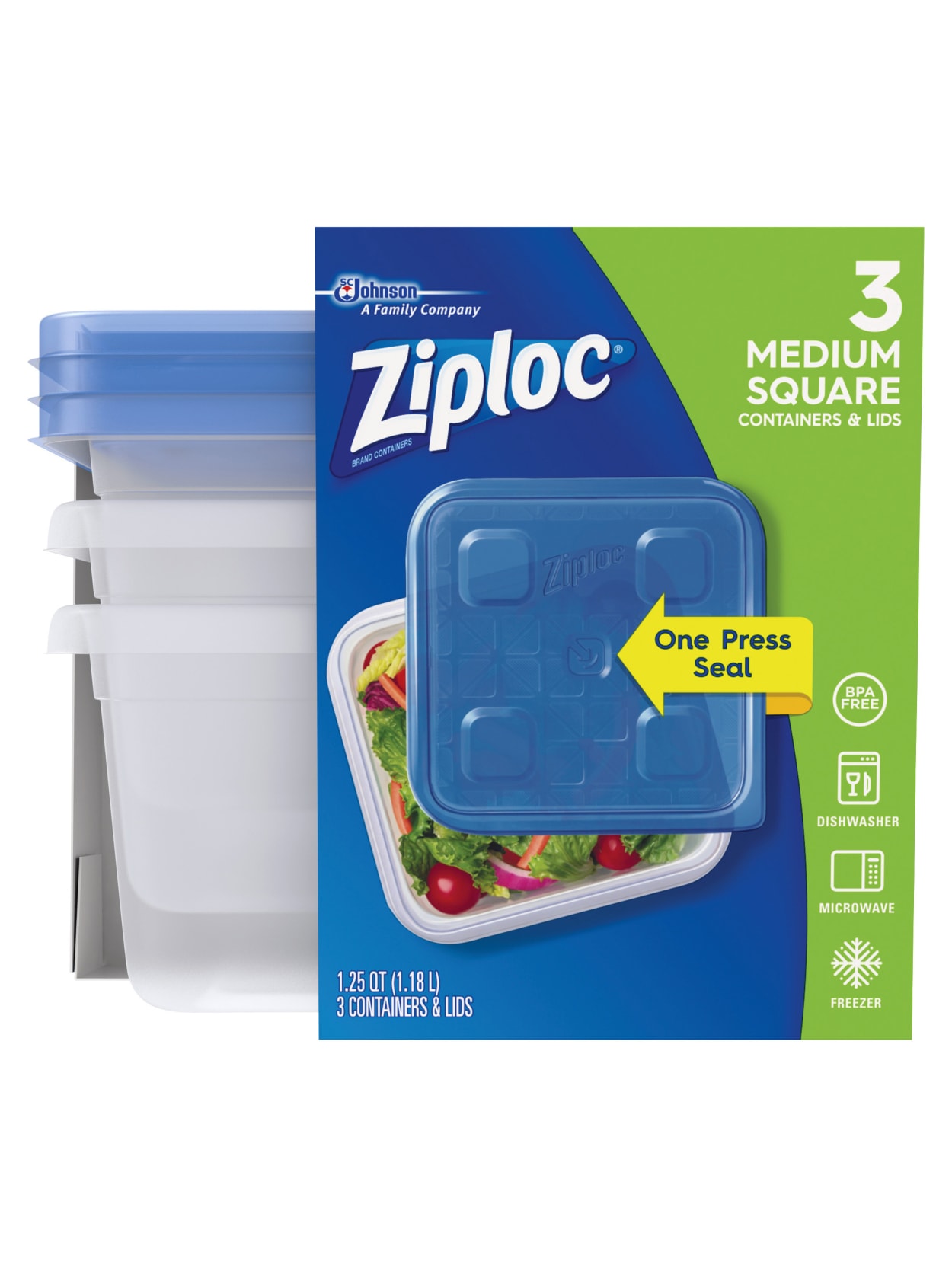 Ziploc Container Square Med 3pk Cl Office Depot