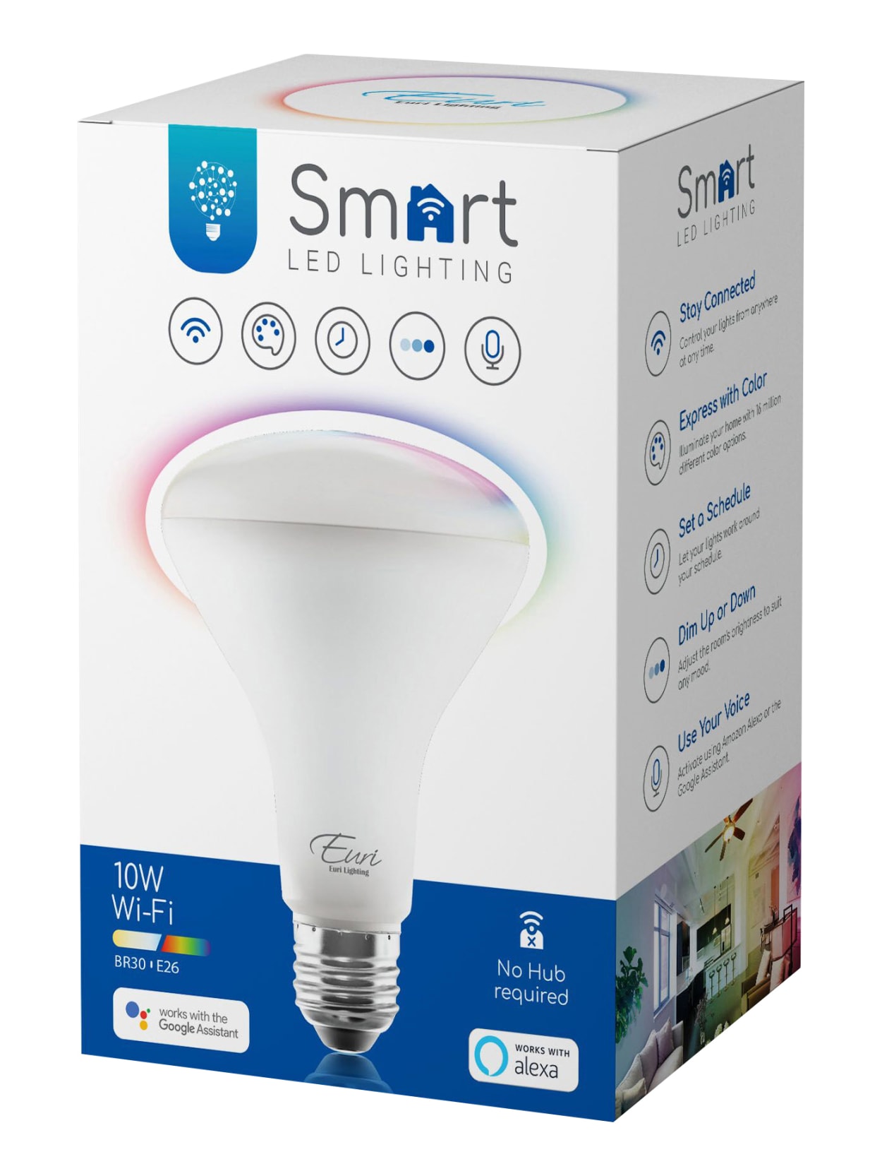 Euri Led Smart Wi Fi Rgb Color Br30 Flood Bulb 650 Lumens 10 Watts 2000 5000 Kelvin 1 Each Office Depot
