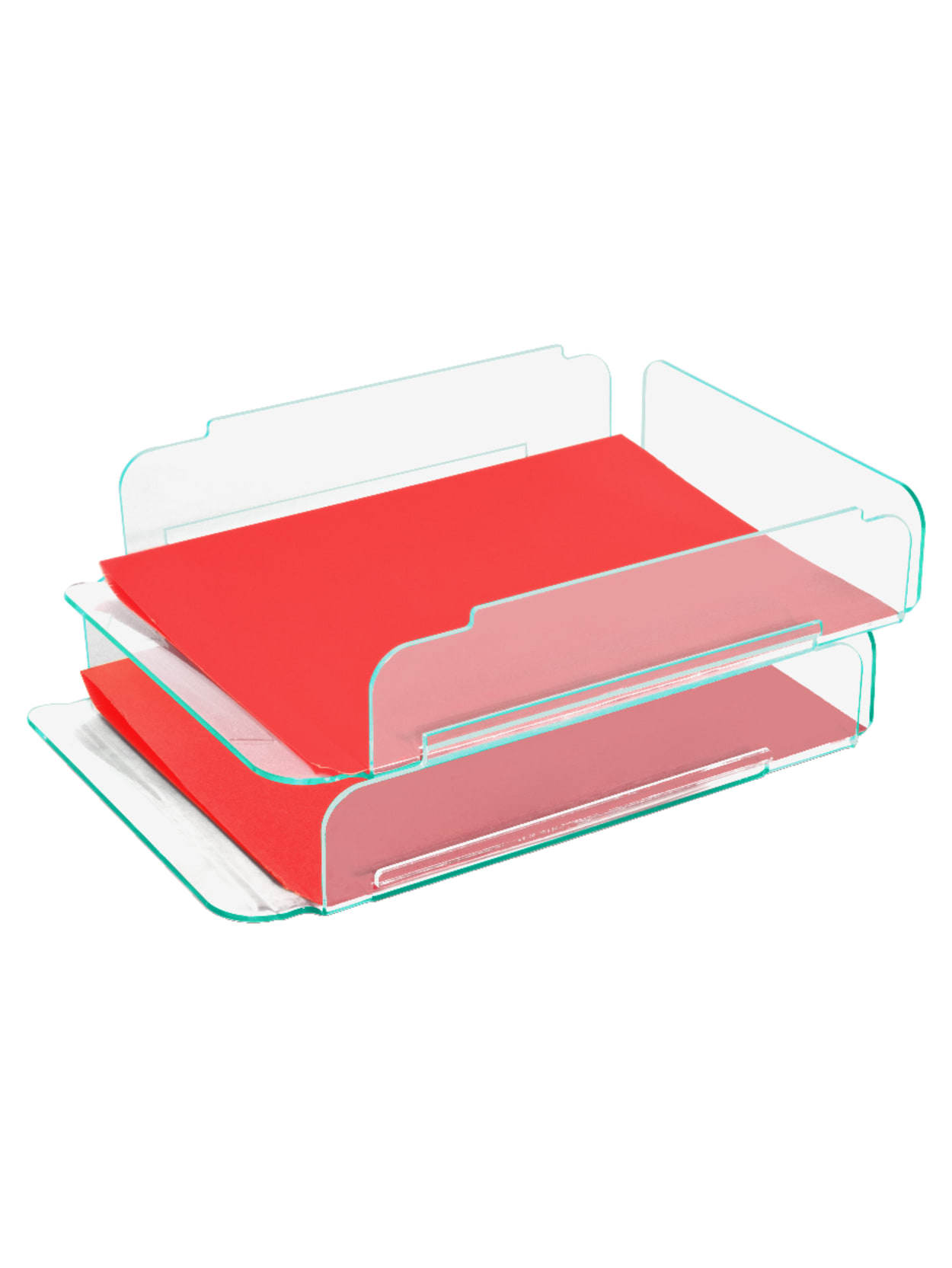 Lorell Acrylic Stacking Letter Trays For 12 X 11 Use Cleargreen Edge Set Of 2 Office Depot