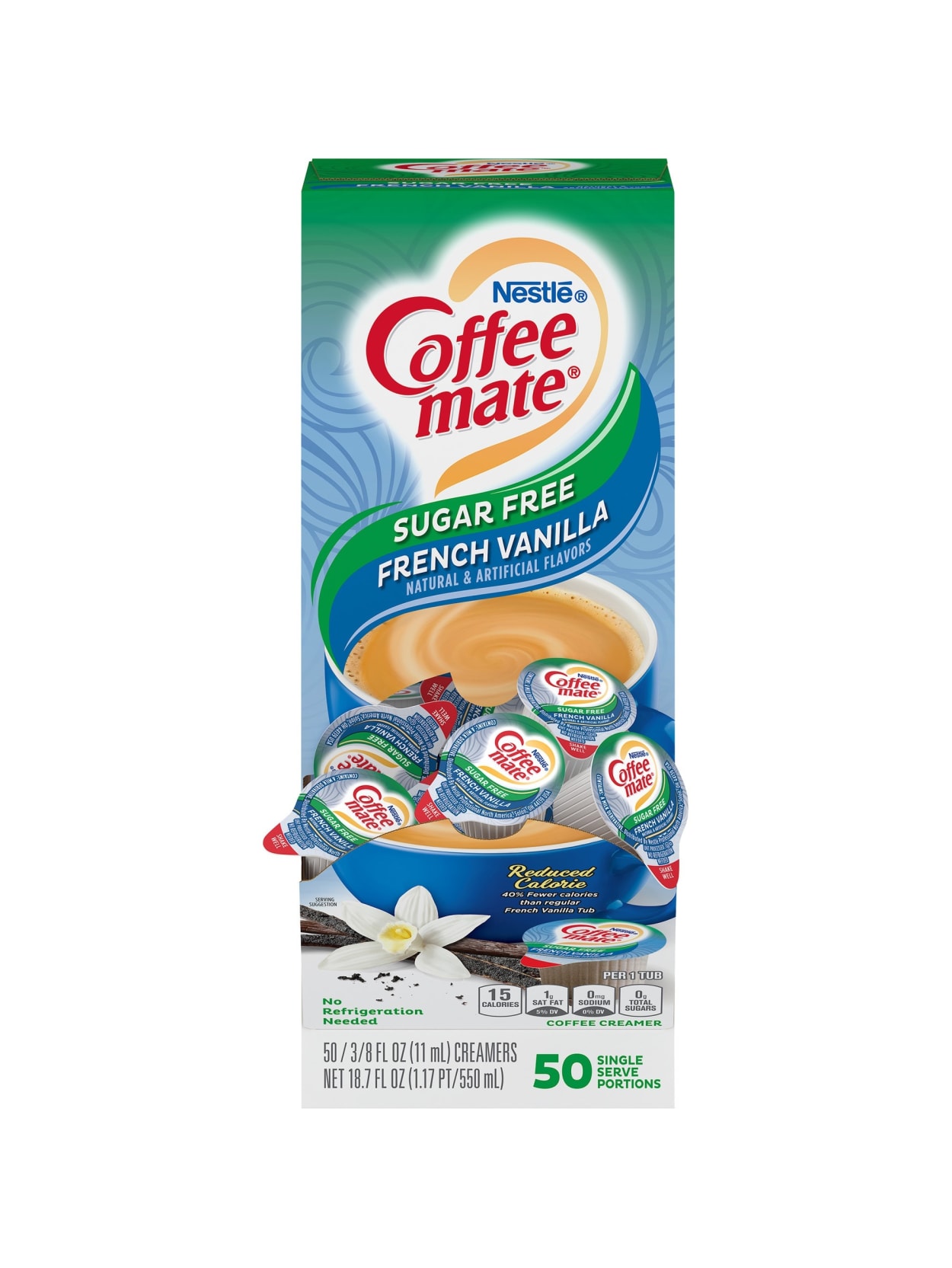 Nestl Coffee Mate Liquid Creamer Sugar Free French Vanilla Flavor 0 38 Oz Single Serve X 50 Office Depot