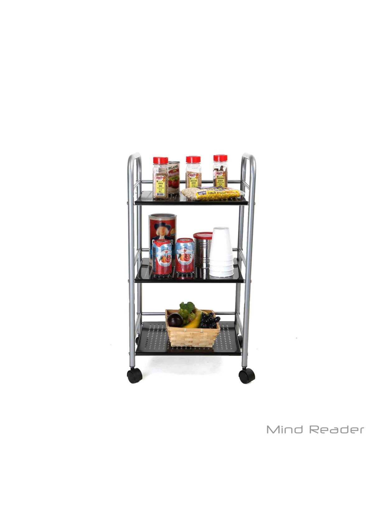 Mind Reader 3 Tier Stainless Steel Kitchen Trolley Silver Office