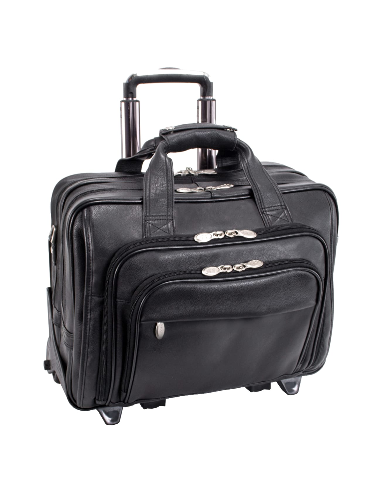 Mcklein Gold Coast Detachable Wheeled Leather Laptop Case Black Office Depot