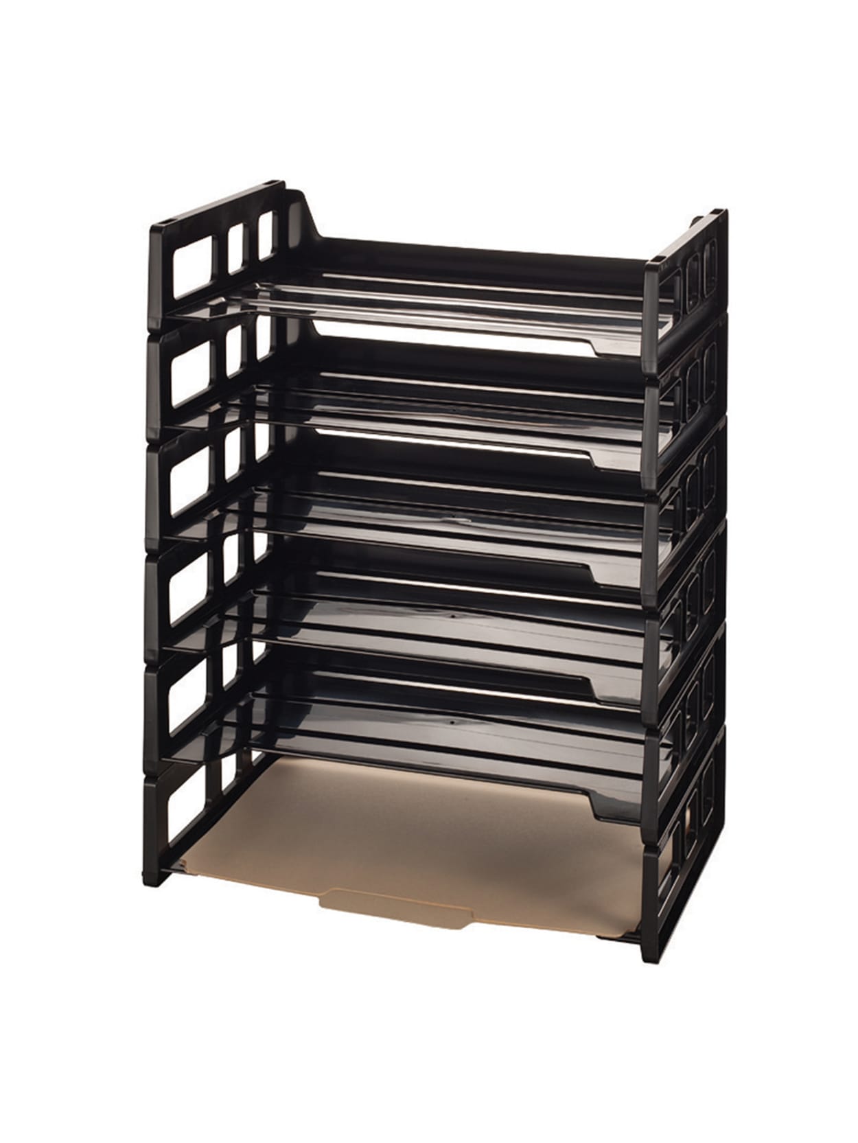 Office Depot Brand 30percent Recycled Ribbed Bottom Stackable Letter Trays Black Pack Of 6 Office Depot