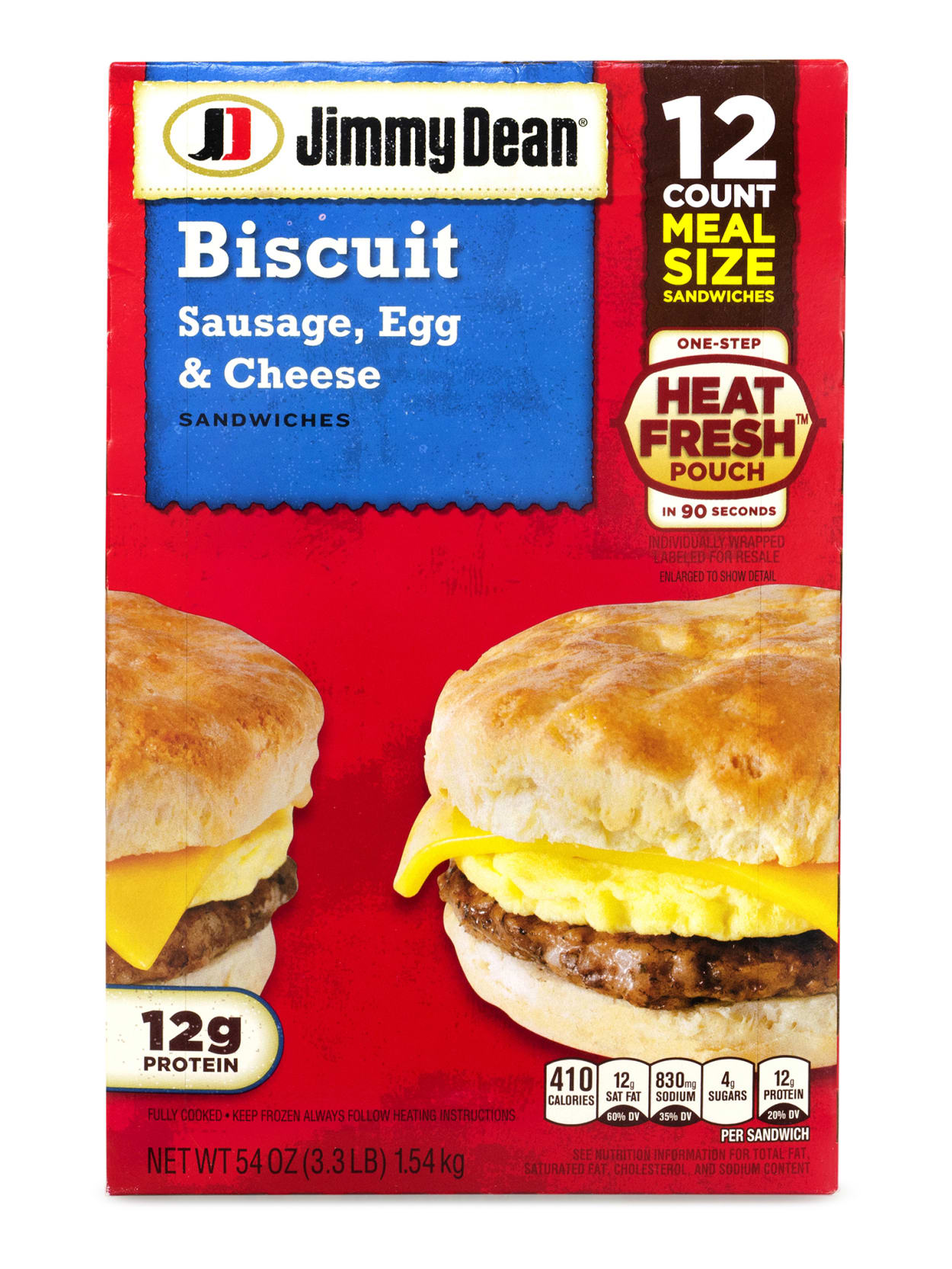 Jimmy Dean Sausage Egg And Cheese Biscuit Breakfast Sandwiches 54 08 Oz Pack Of 12 Sandwiches Office Depot
