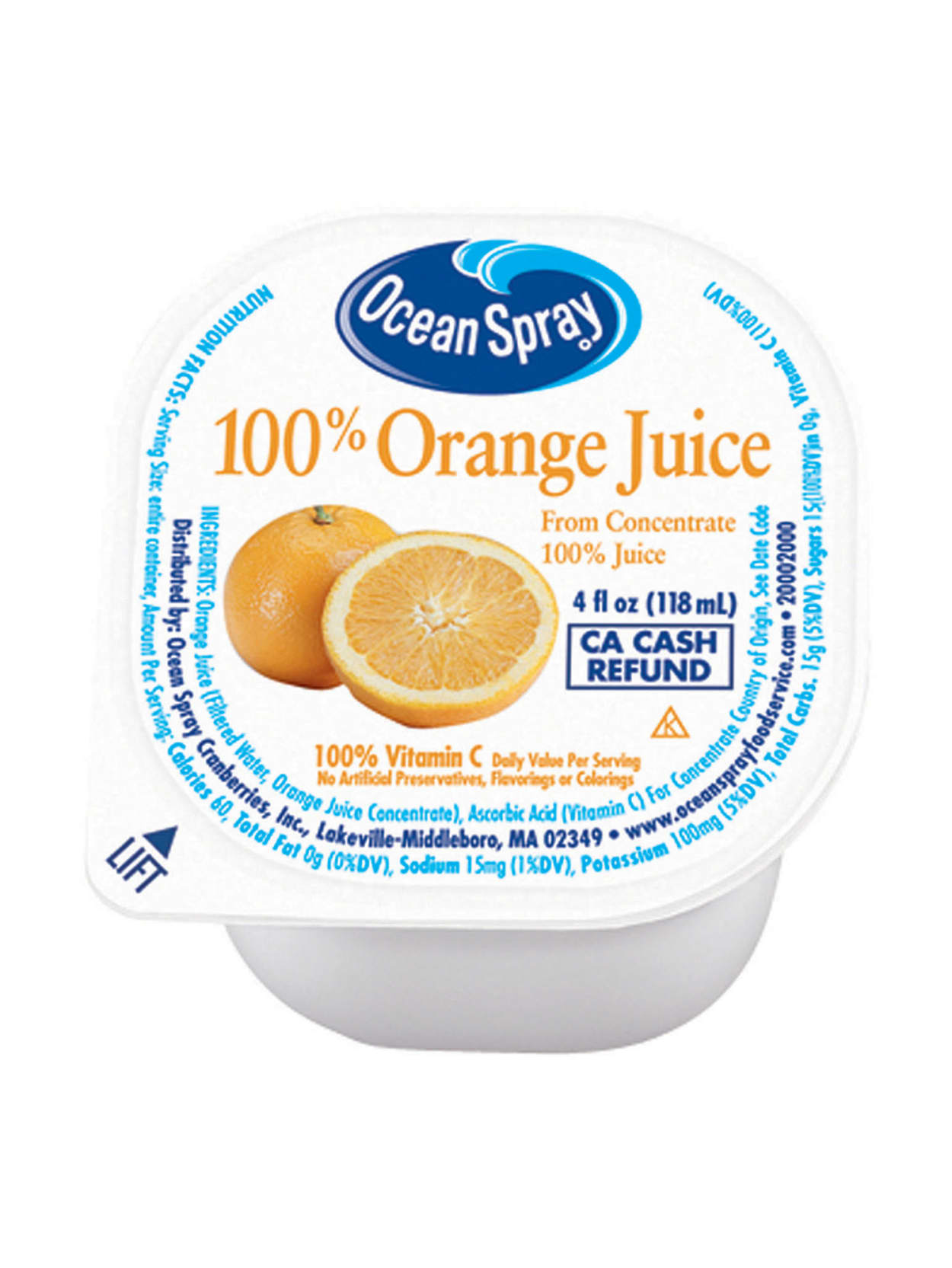 Ocean Spray Orange Juice 4 Oz Pack Of