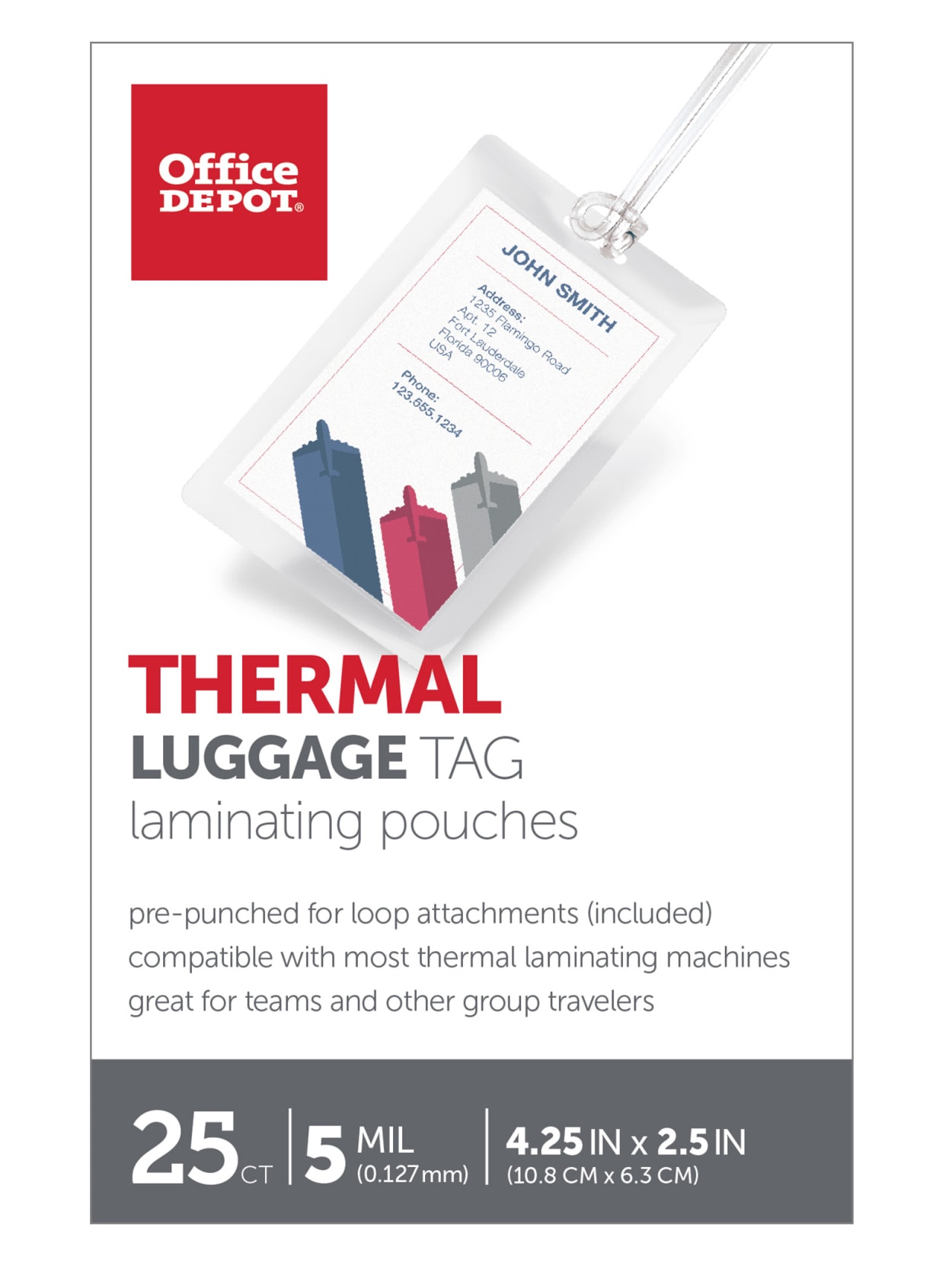 Office Depot Brand Laminating Pouches Luggage With Loop 5 Mil 2 12 X 4 14 Pack Of 25 Office Depot