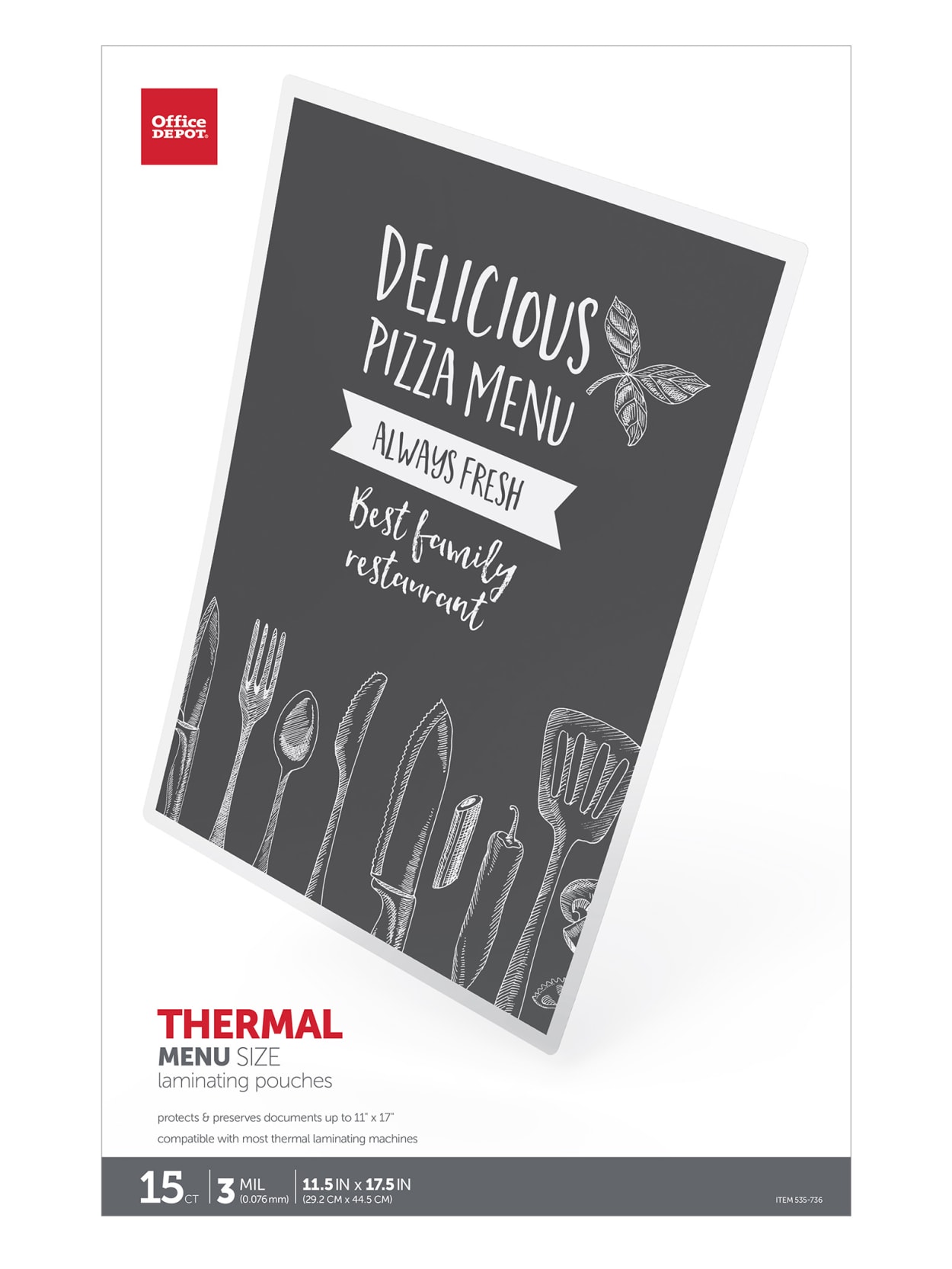 Office Depot Brand Laminating Pouches Menu Size 3 Mil 11 5 X 17 5 Pack Of 15 Office Depot