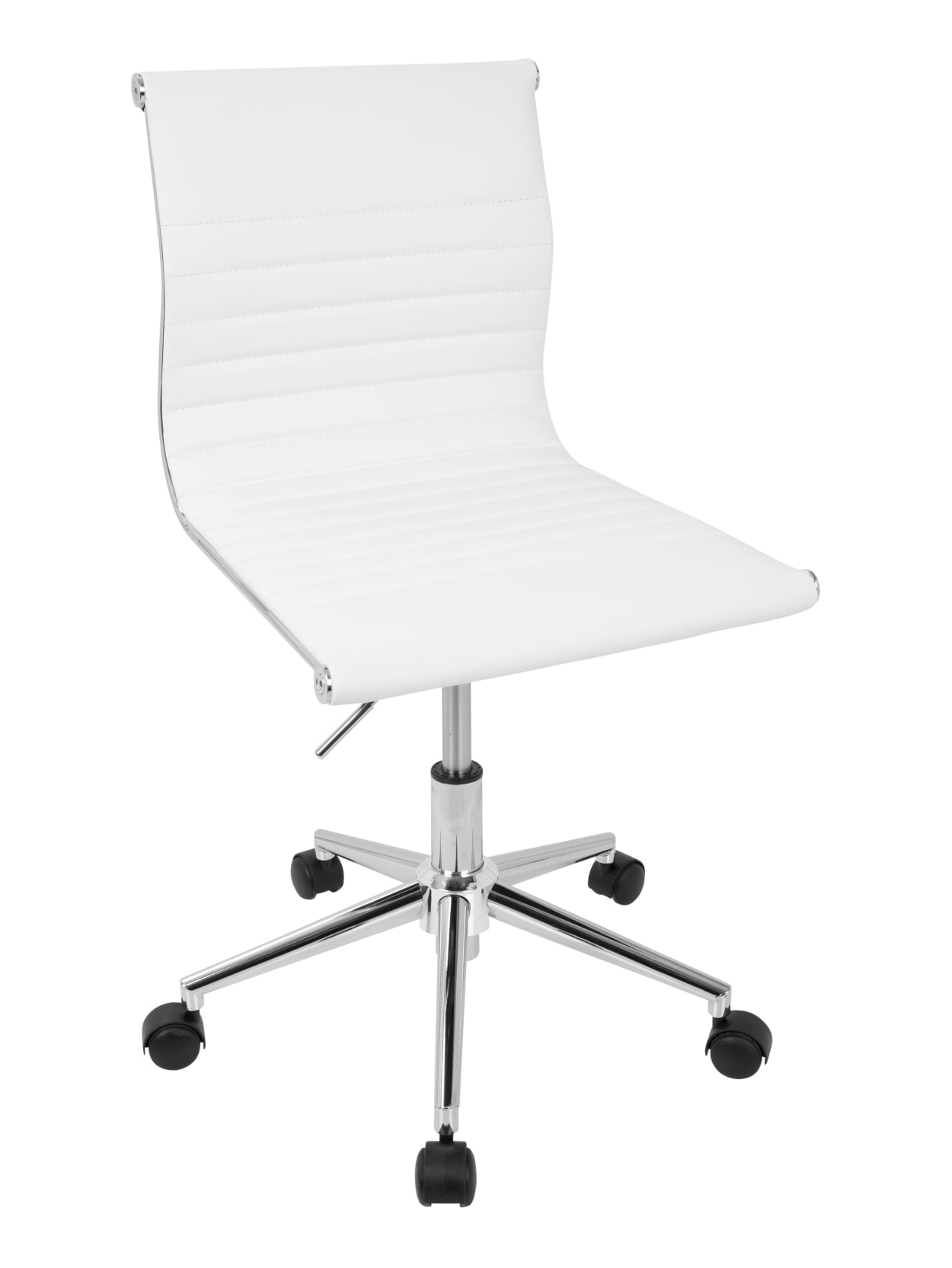 Lumisource Master Contemporary Armless Adjustable Task Chair Whitechrome Office Depot