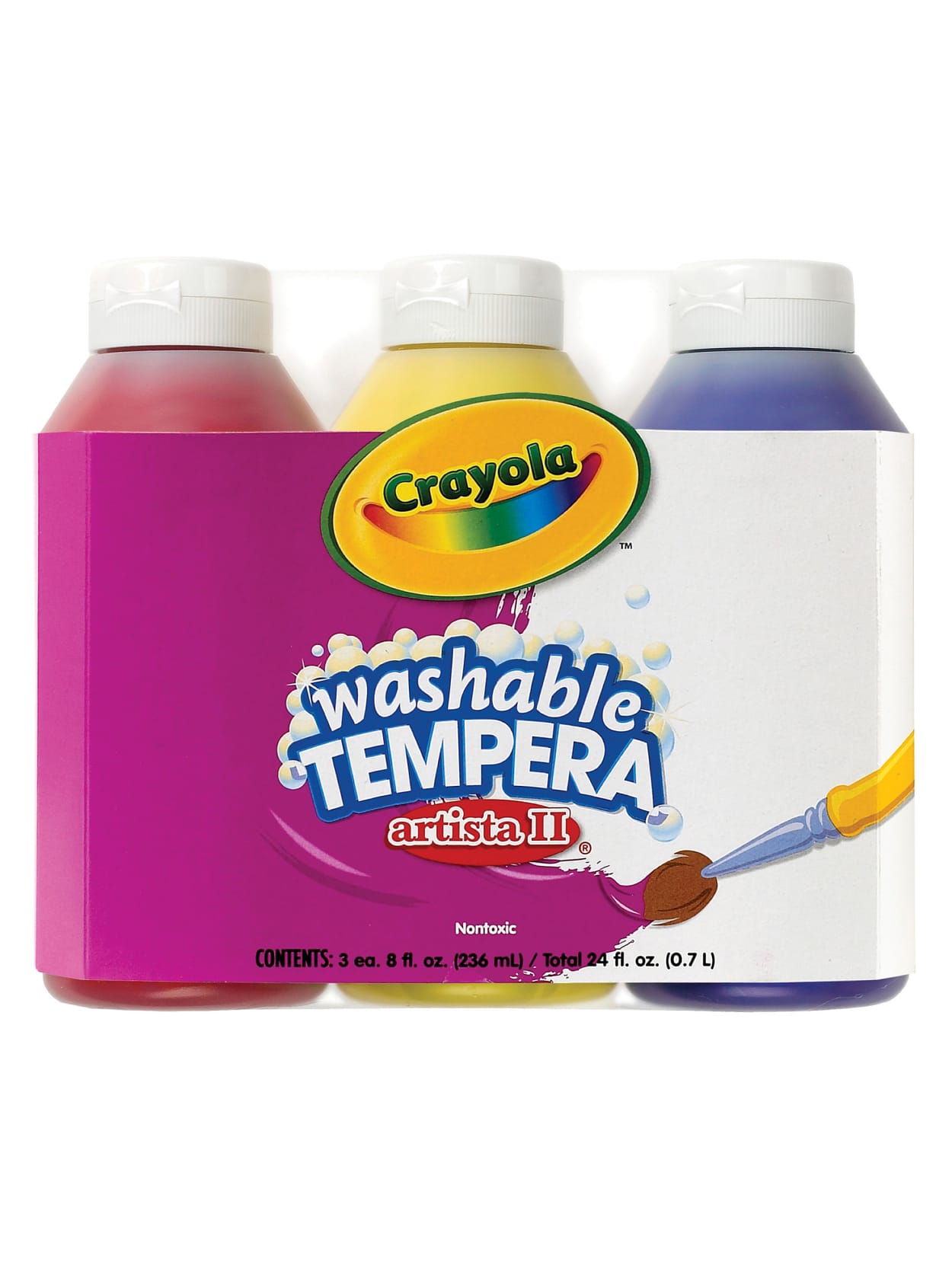 Crayola Artista Ii Tempera Paint Set Primary Colors 8 Oz Pack Of 3