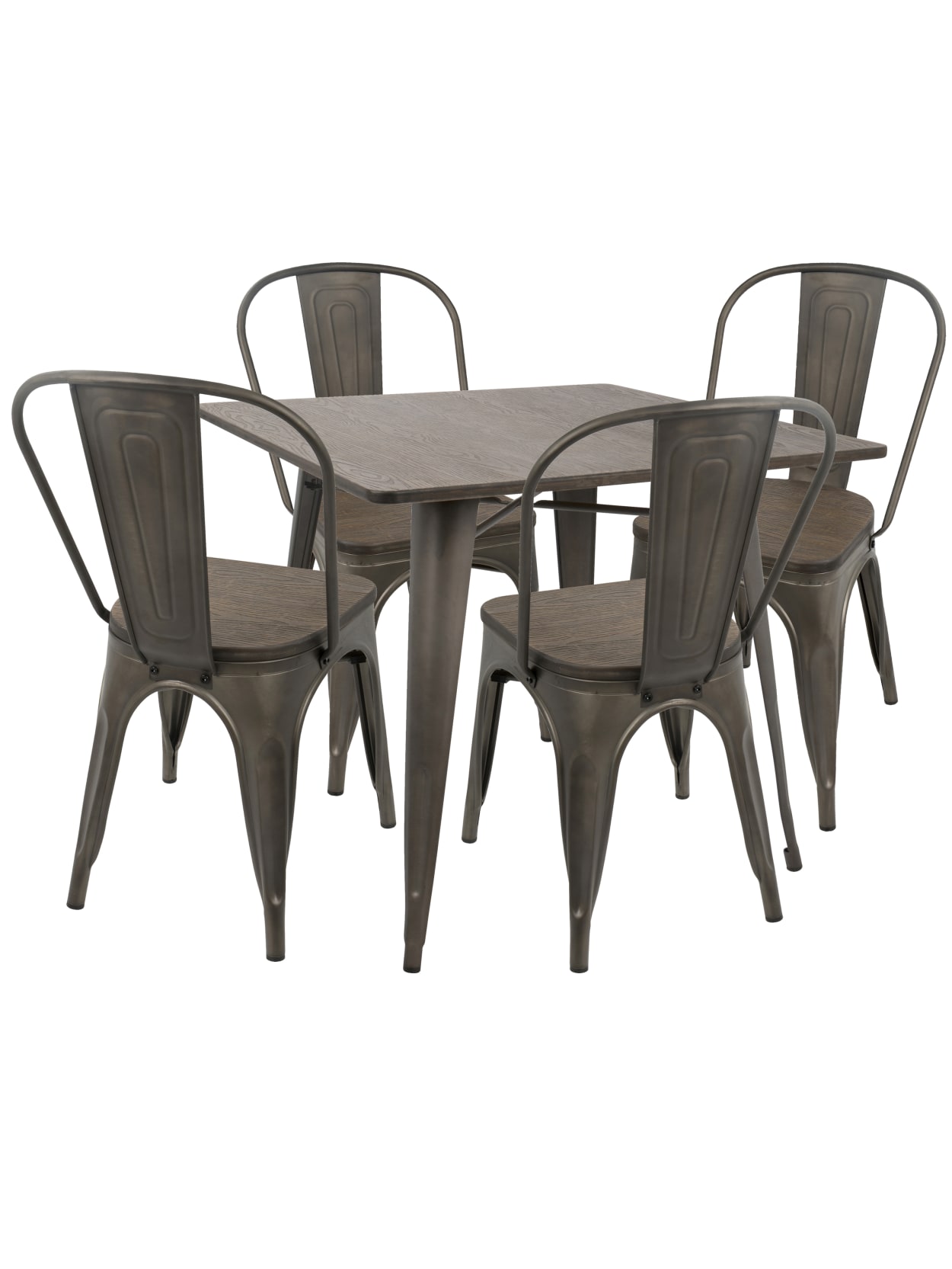 Lumisource Oregon Industrial Farmhouse Dining Table With 4 Dining Chairs Antiqueespresso Office Depot