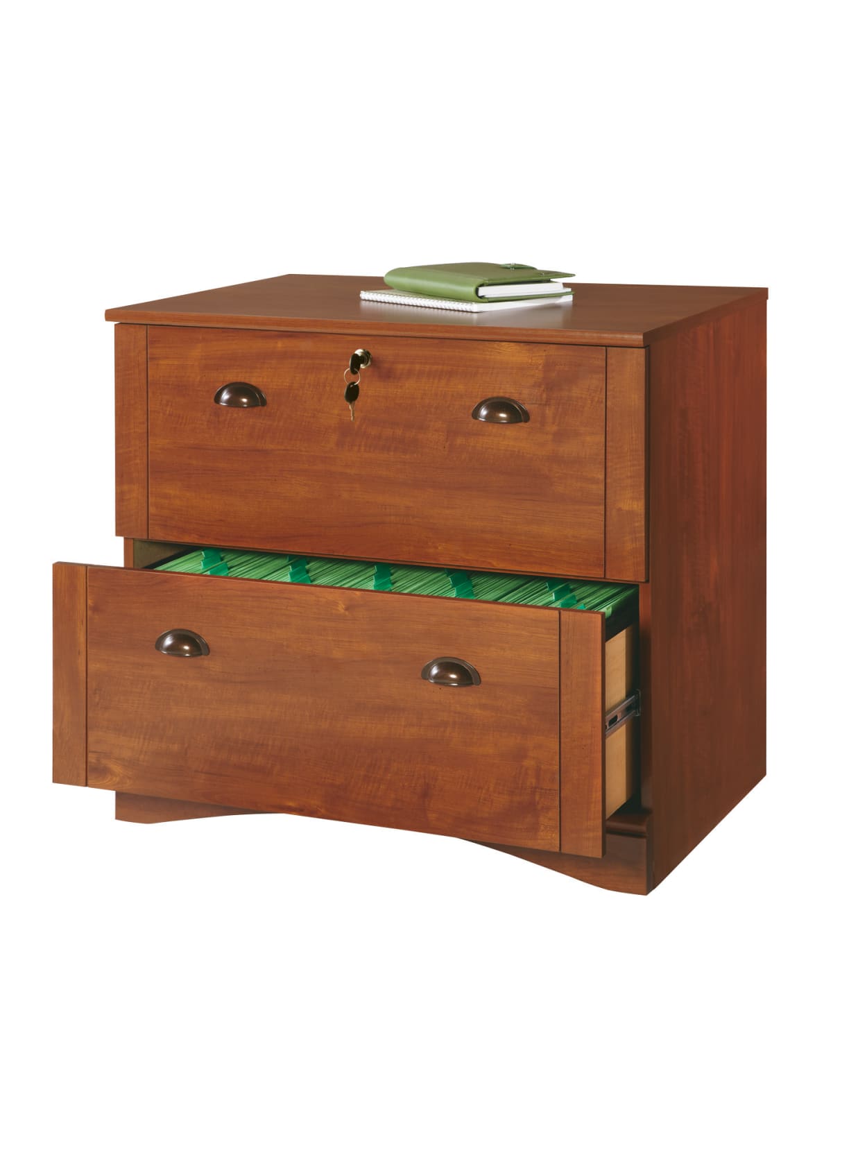 Cinnamon Cherry Realspace Dawson 2-Drawer Lateral File Cabinet