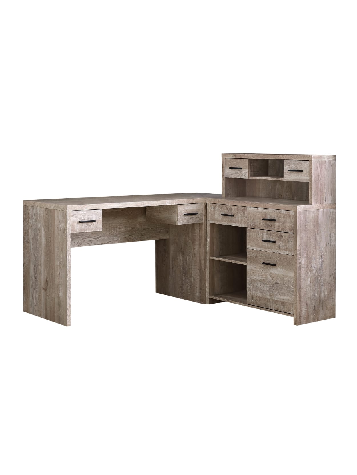 Monarch Specialties L Shaped Computer Desk With Hutch Taupe Woodgrain Office Depot