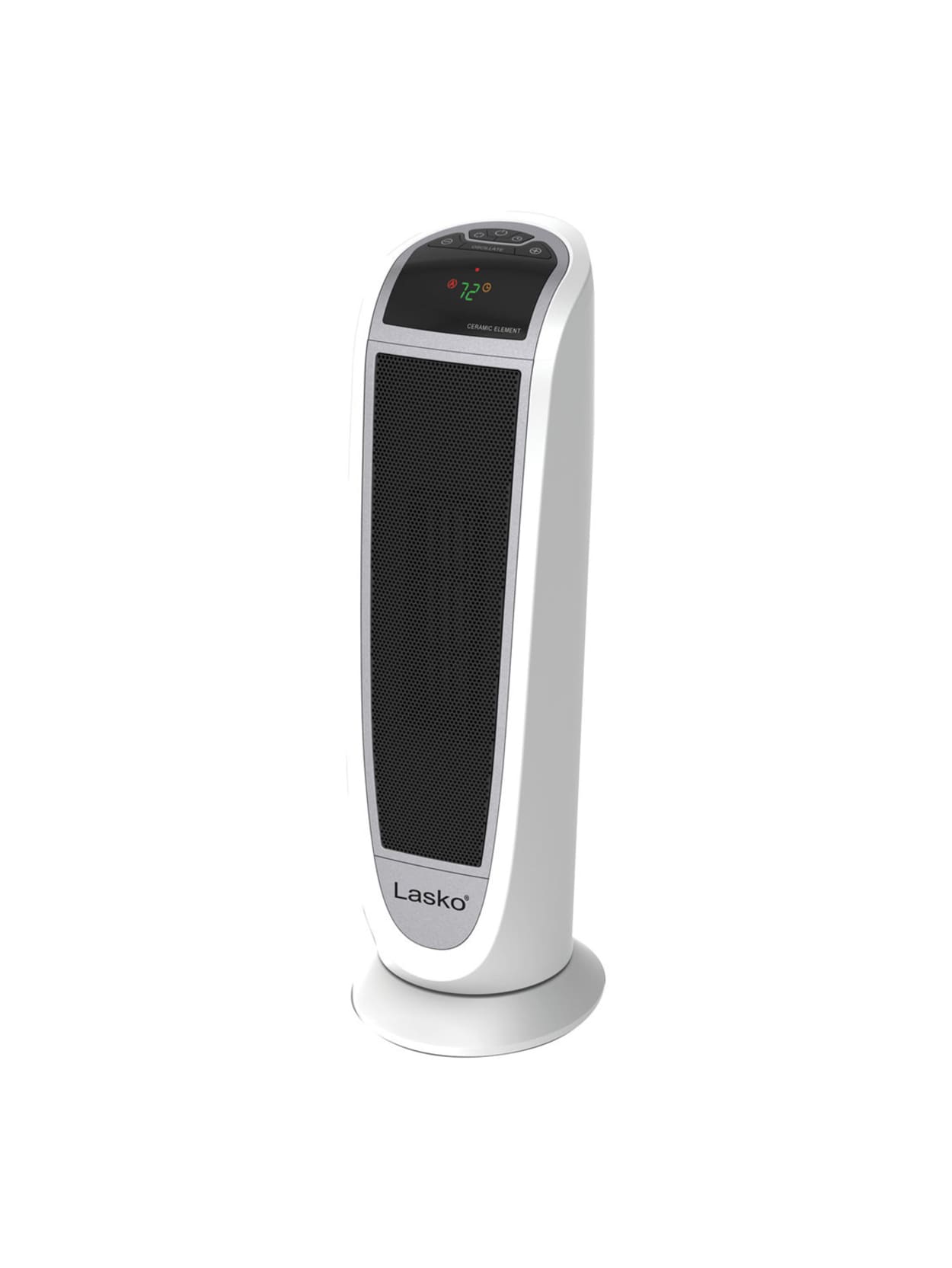 Lasko Digital 1500 Watts Electric Ceramic Oscillating Tower Heater 2 Heat Settings 22 8 H X 8 1 W X 7 3 D White Office Depot