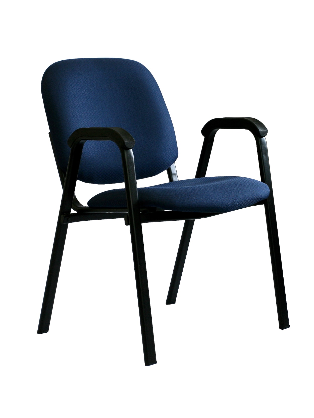 officestor plus guest with arms padded fabric seat fabric back stacking  chair 19" seat width blue maze seatblack frame quantity 1 item  562572