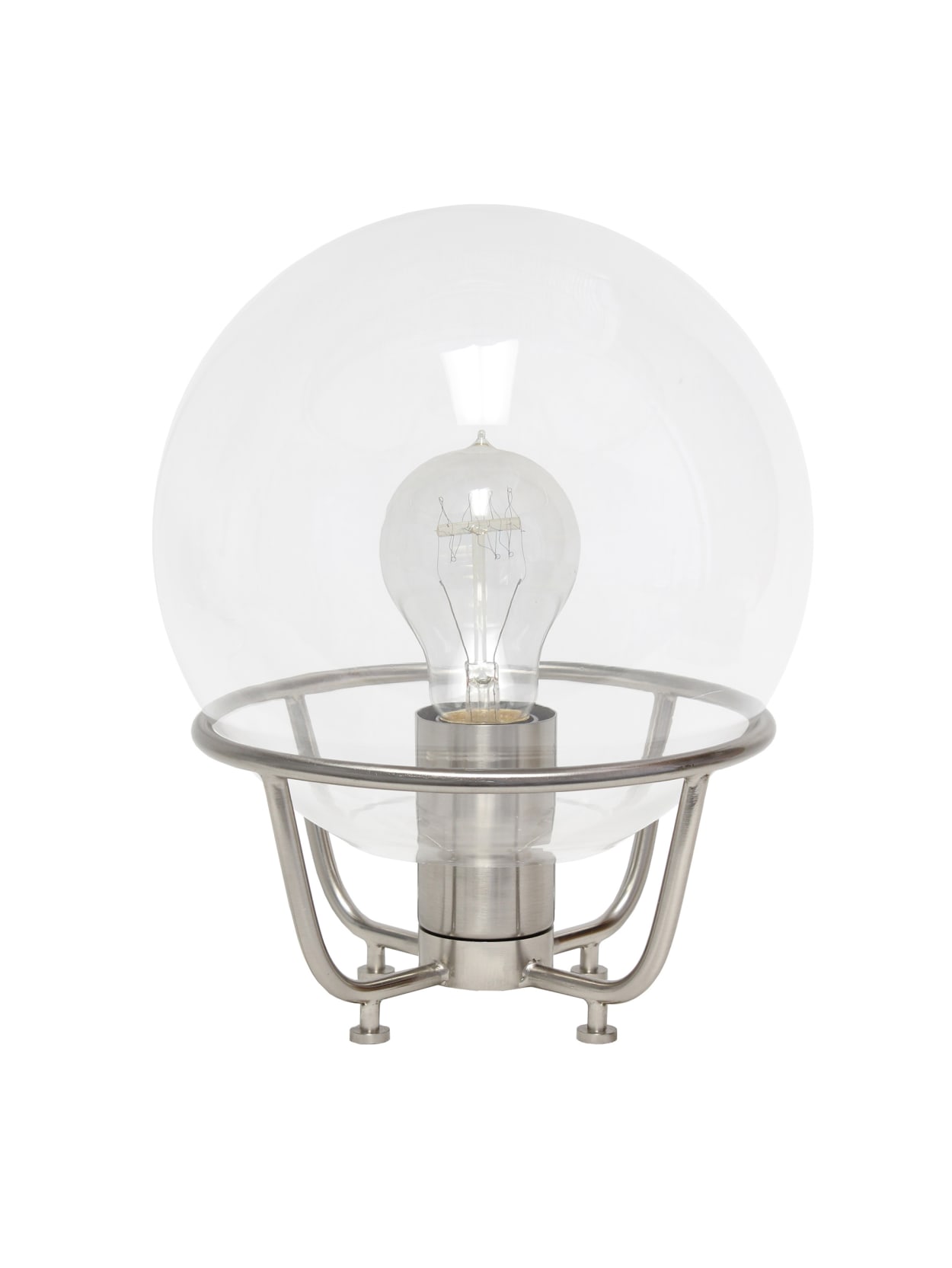 Lalia Home Old World Globe Glass Table Lamp 20 H Clear Shadebrushed Nickel Base Office Depot Rotates without wires or batteries. office depot