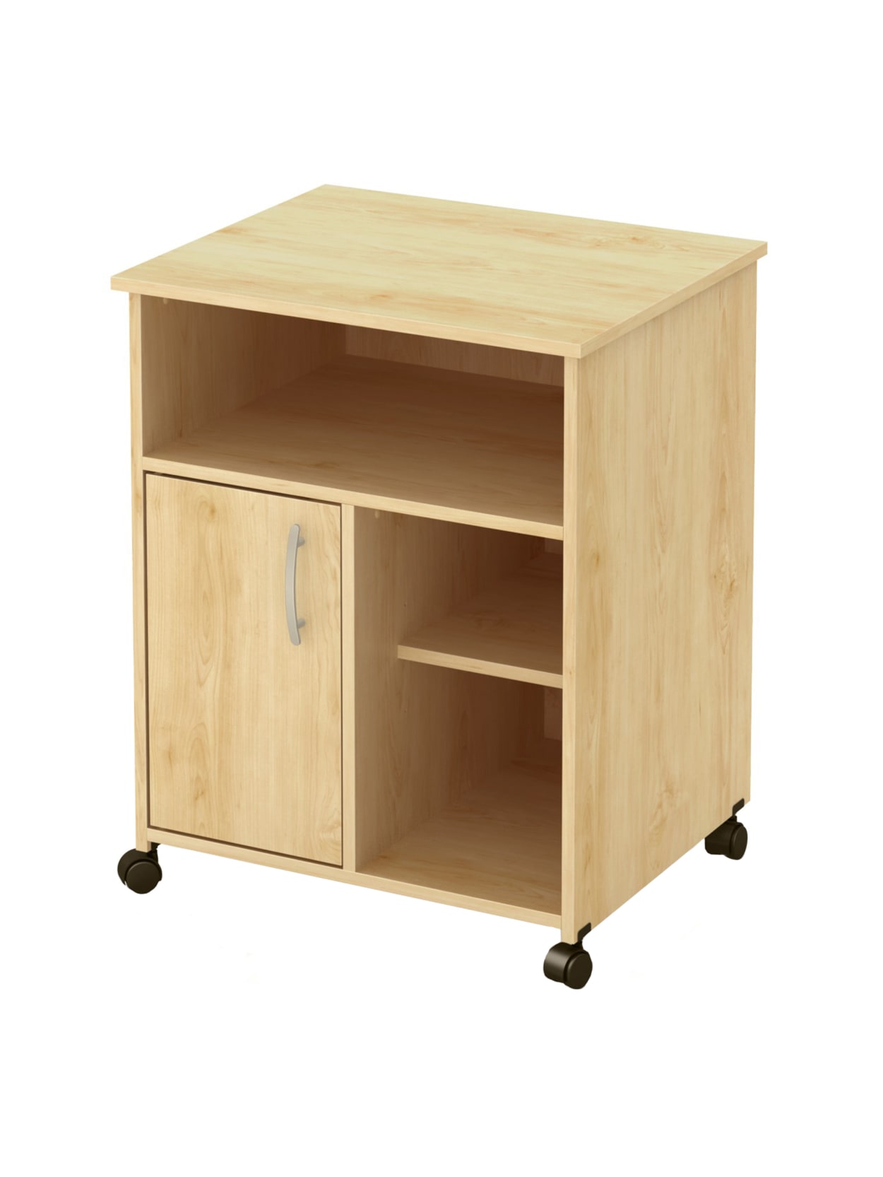 South Shore Axess 19 D Vertical 1 Drawer Microwave Cart With Storage On Wheels Natural Maple Office Depot