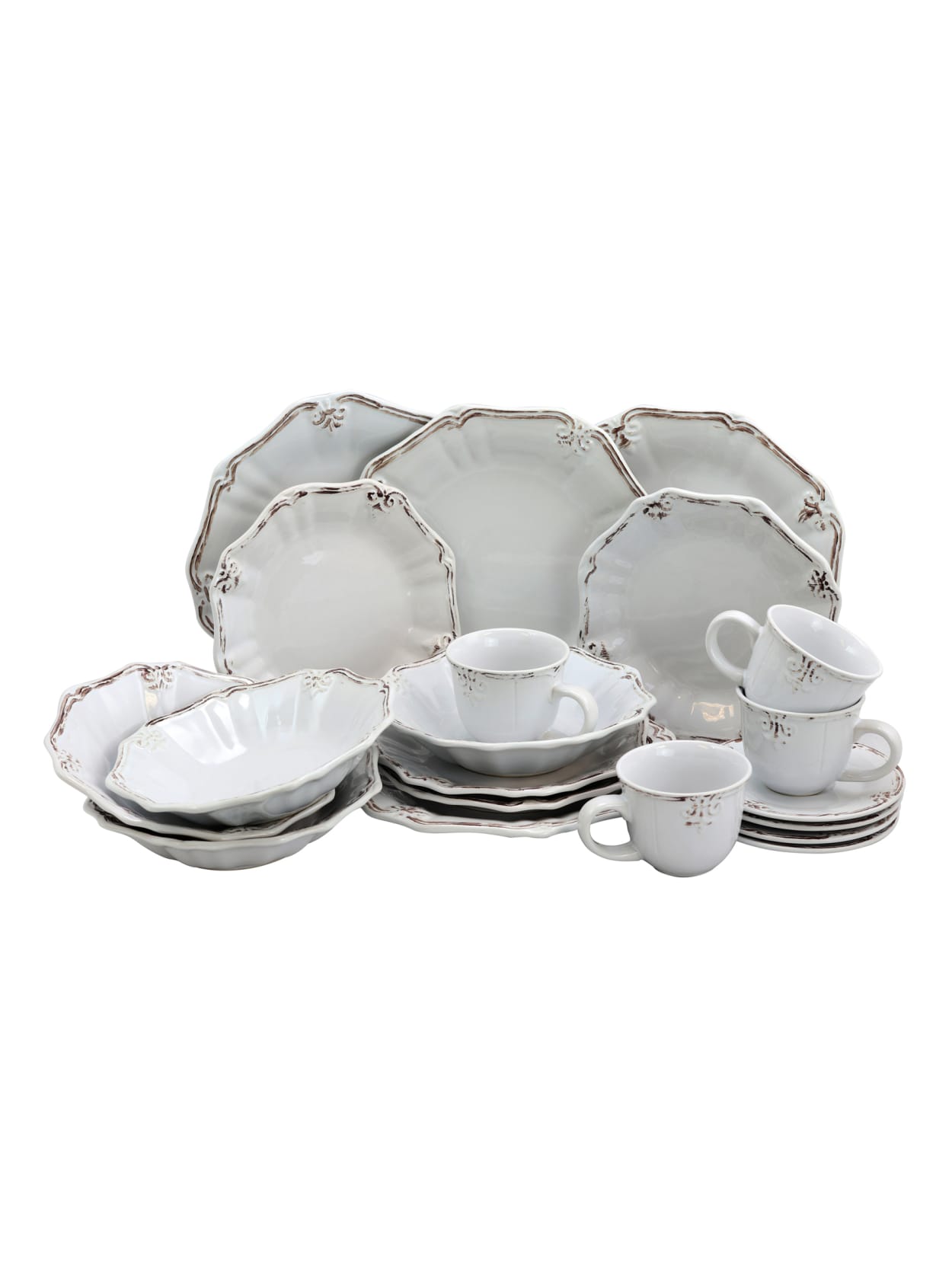 Elama Fleur De Lys Dinnerware Set White Office Depot