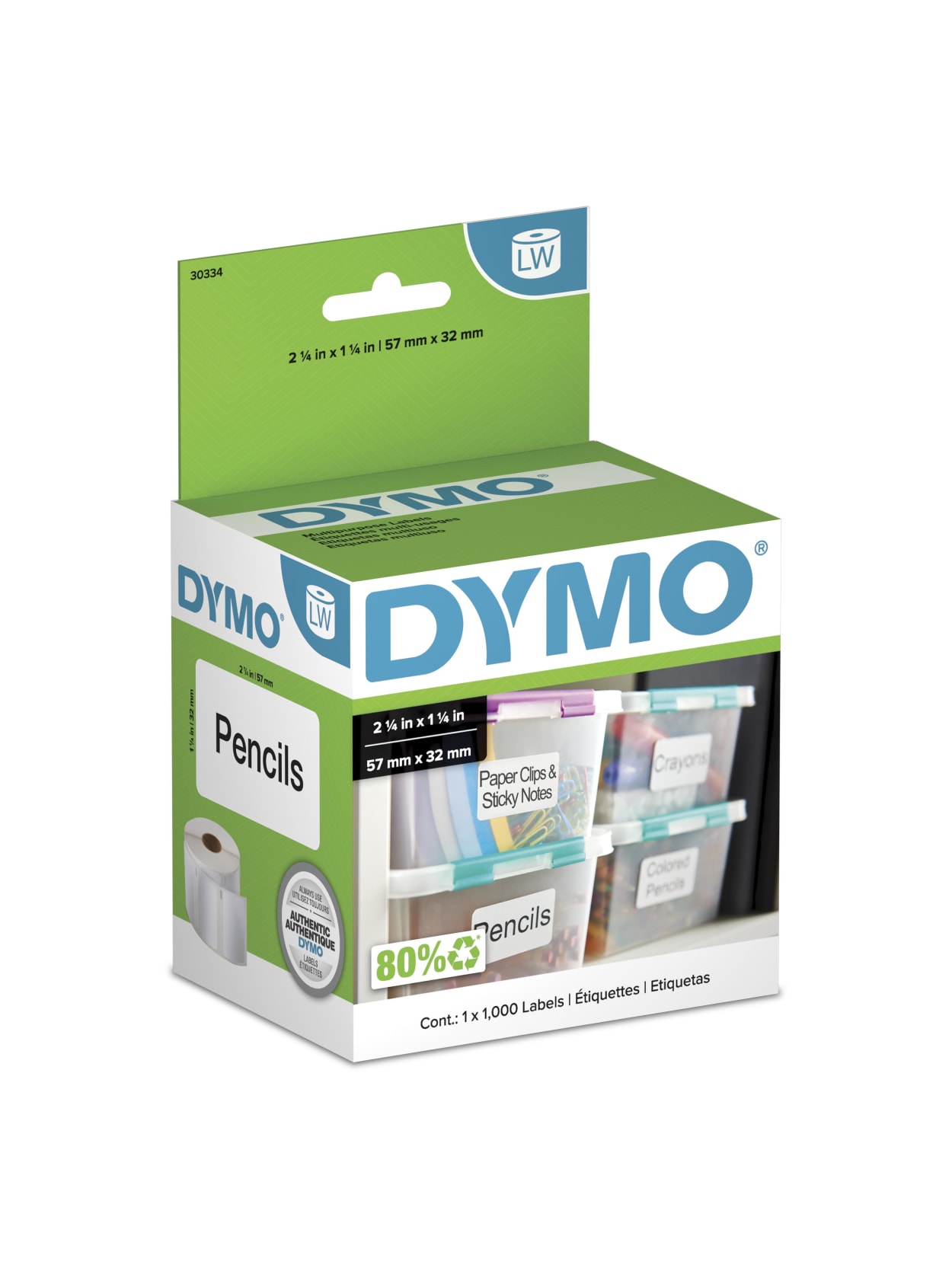 DYMO® Compatible 30334 Med Multipurpose Labels 2-1/4" x 1-1/4" BPA Free 1 Roll